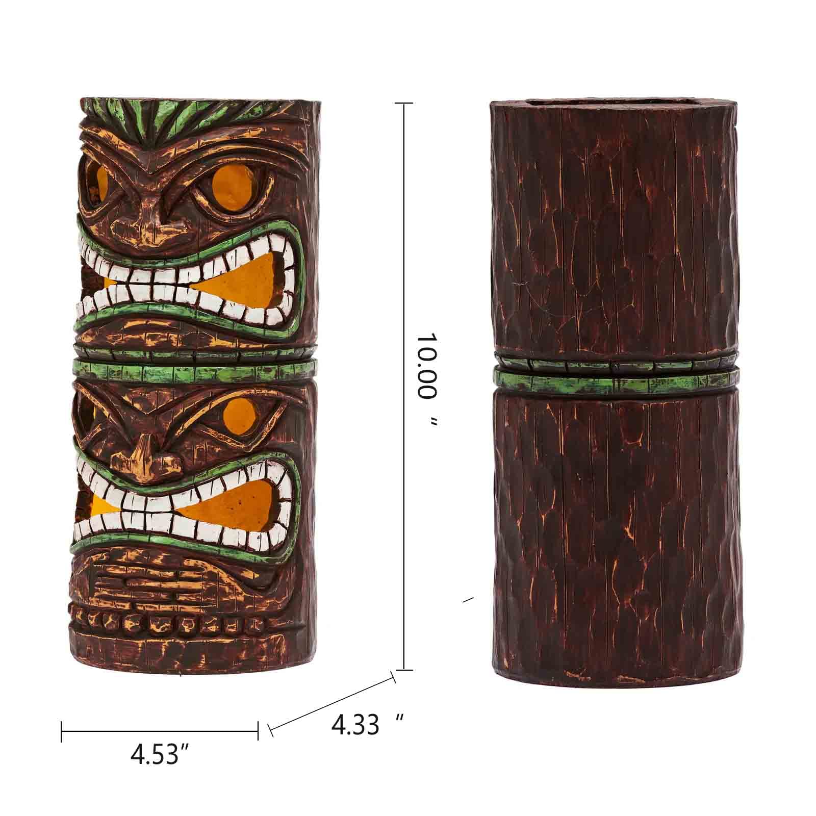 Yiosax Solar Tiki Statue Outdoor Decor-Garden Large Tiki Statue-Solar Totem Pole Tiki Bar Decoration For Lawn Patio Yard,10 Inch