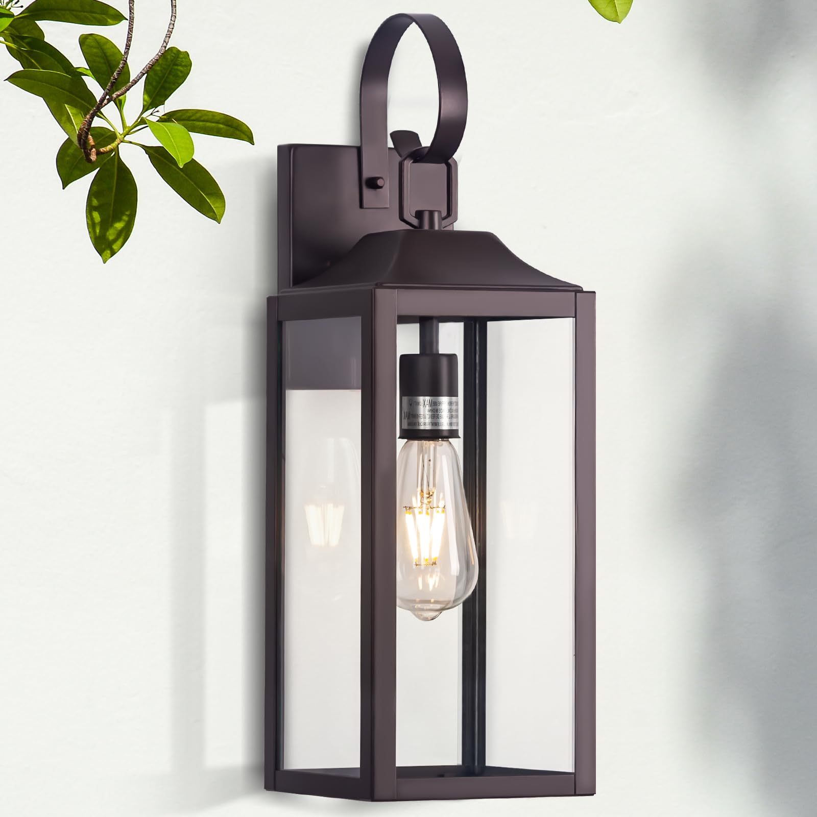 Yolsunes Bronze Outdoor Wall Lantern 19&quot; - Waterproof Farmhouse Sconce Light Fixture