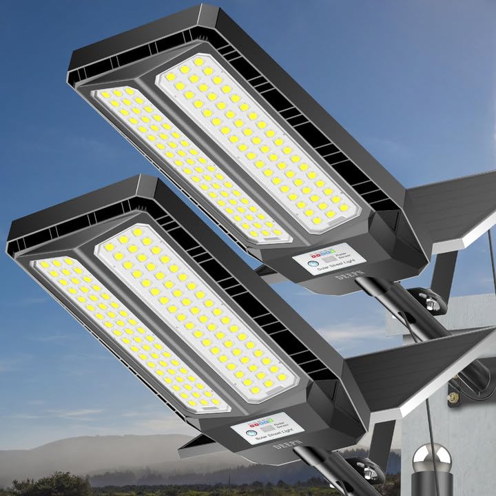 Solar Lights Outdoor 7000W, Solar Street Light IP67 Waterproof Dusk to Dawn 300000 Lumens LED Security Flood Lights with Motion
