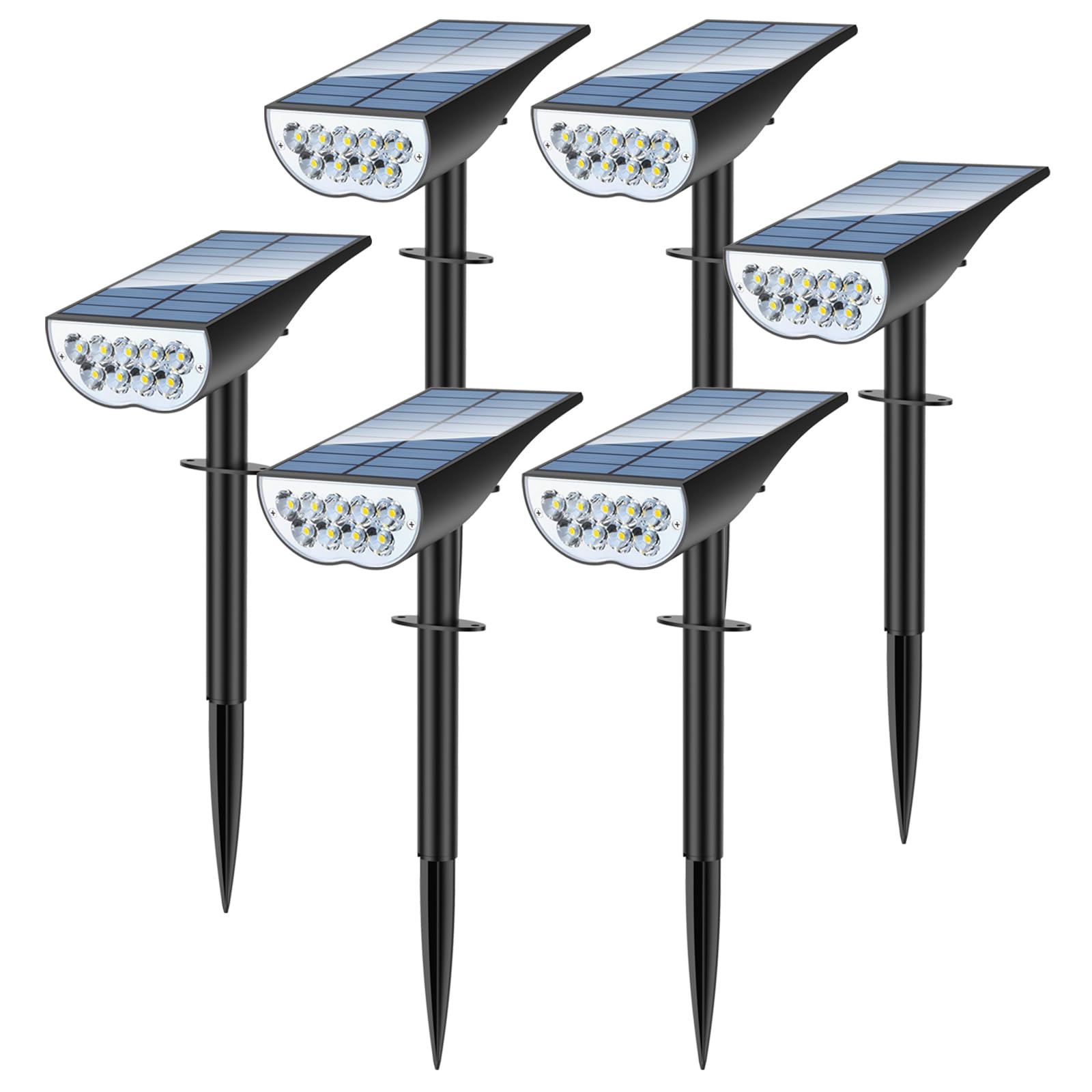 ZOOKKI Solar Spot Lights Outdoor, Solar Lights Outdoor Waterproof IP65, 3 Brightness Modes Dusk to Dawn Landscape Spotlights for Yard Garden Pathway Tree Decoration, Cool White, 6 Pack