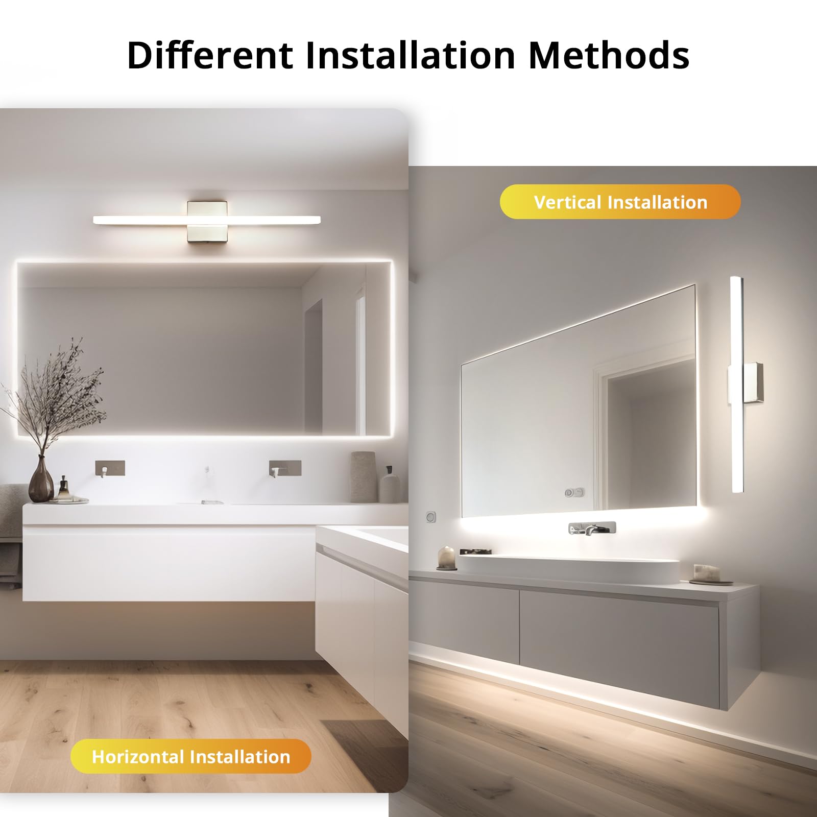 Combuh LED Bathroom Vanity Light Bar, 24Inch, 14W, IP44, Chrome, Bright White 4000K, Modern Indoor Wall Sconce