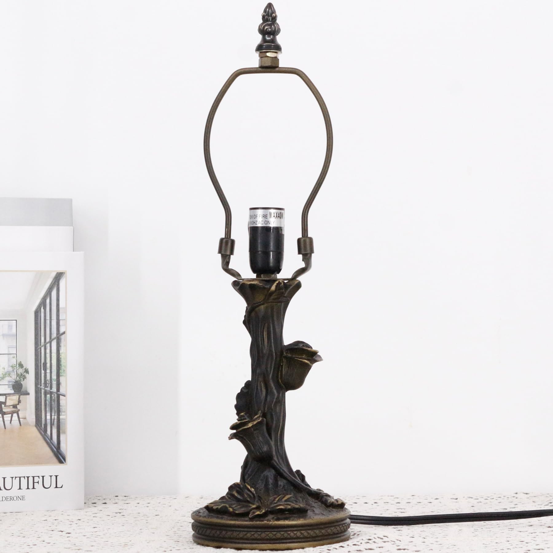 TCODTPOL Tiffany Table Lamp Base Replacement, Bronze Resin, D (W5H15 Inch), Model W08T02