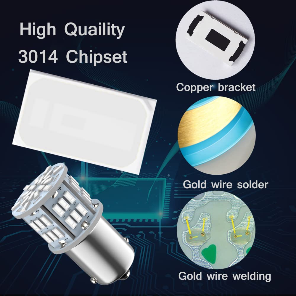 Melphan-Auto 1156 LED Bulbs 54SMD for Truck Car Backup Reverse Lights, 2pcs Blue