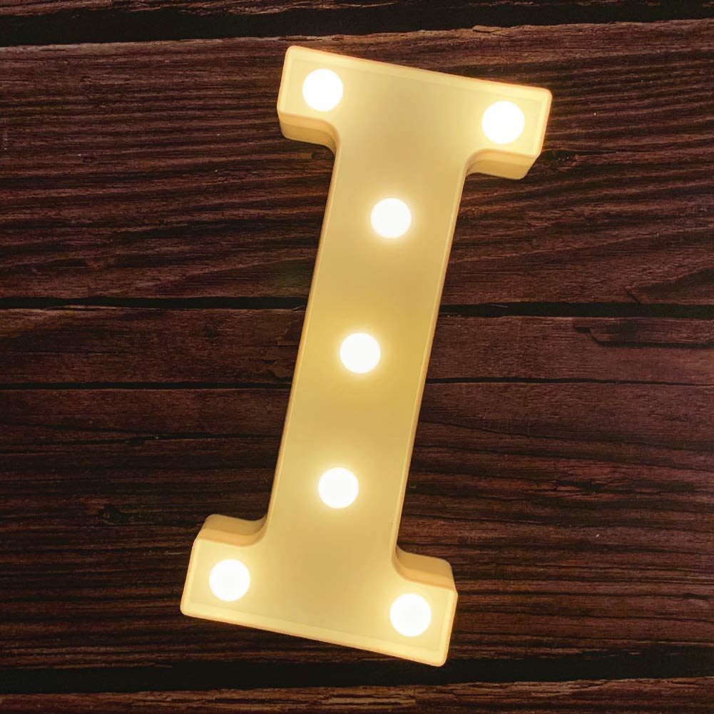 MUMUXI Light Up Letter I | Battery Powered Plastic Decoration for Weddings, Birthdays, and Celebrations