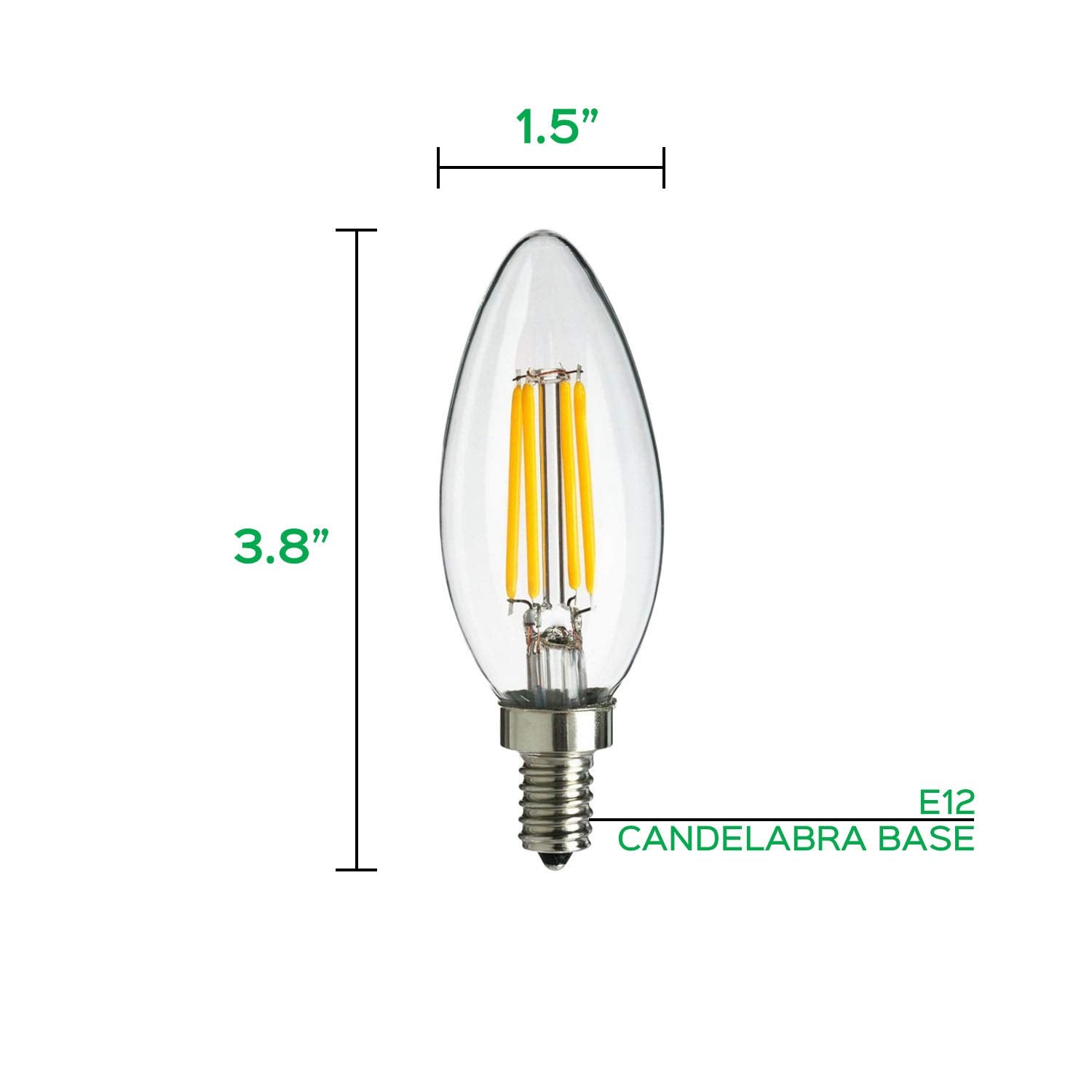 Maxlite Candelabra LED Bulbs, Dimmable, 40W Equivalent, 300 Lumens, Soft White, E12 Base, 12-Pack, Energy Star, Wet Rated
