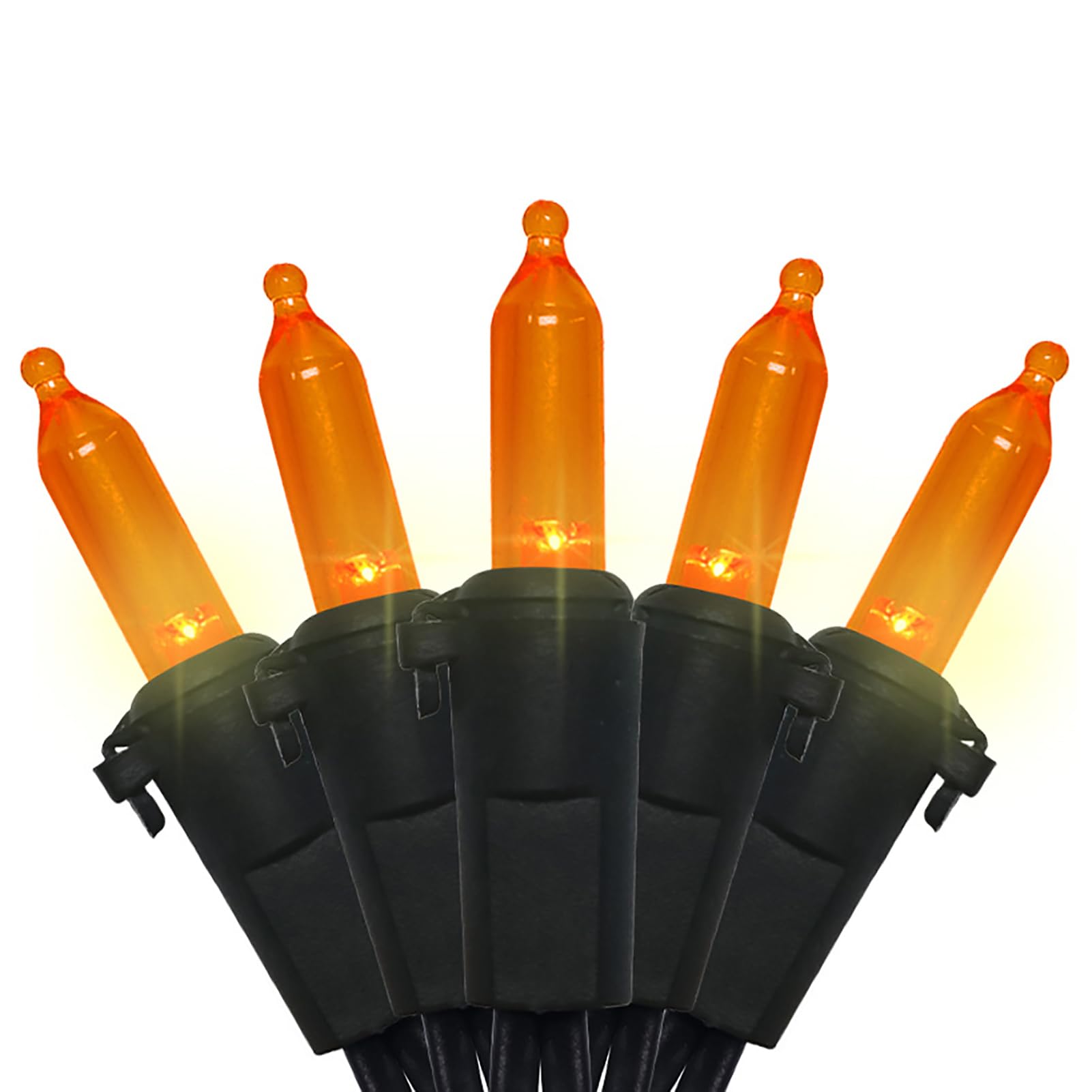 Orange Halloween Led Lights - 2 Pack 100 Count Orange Christmas String Lights For Tree  Party  Holiday  Indoor/Outdoor Halloween Decorations  2 Sets 33 Feet Black Wire  Ul Certified  Connectable