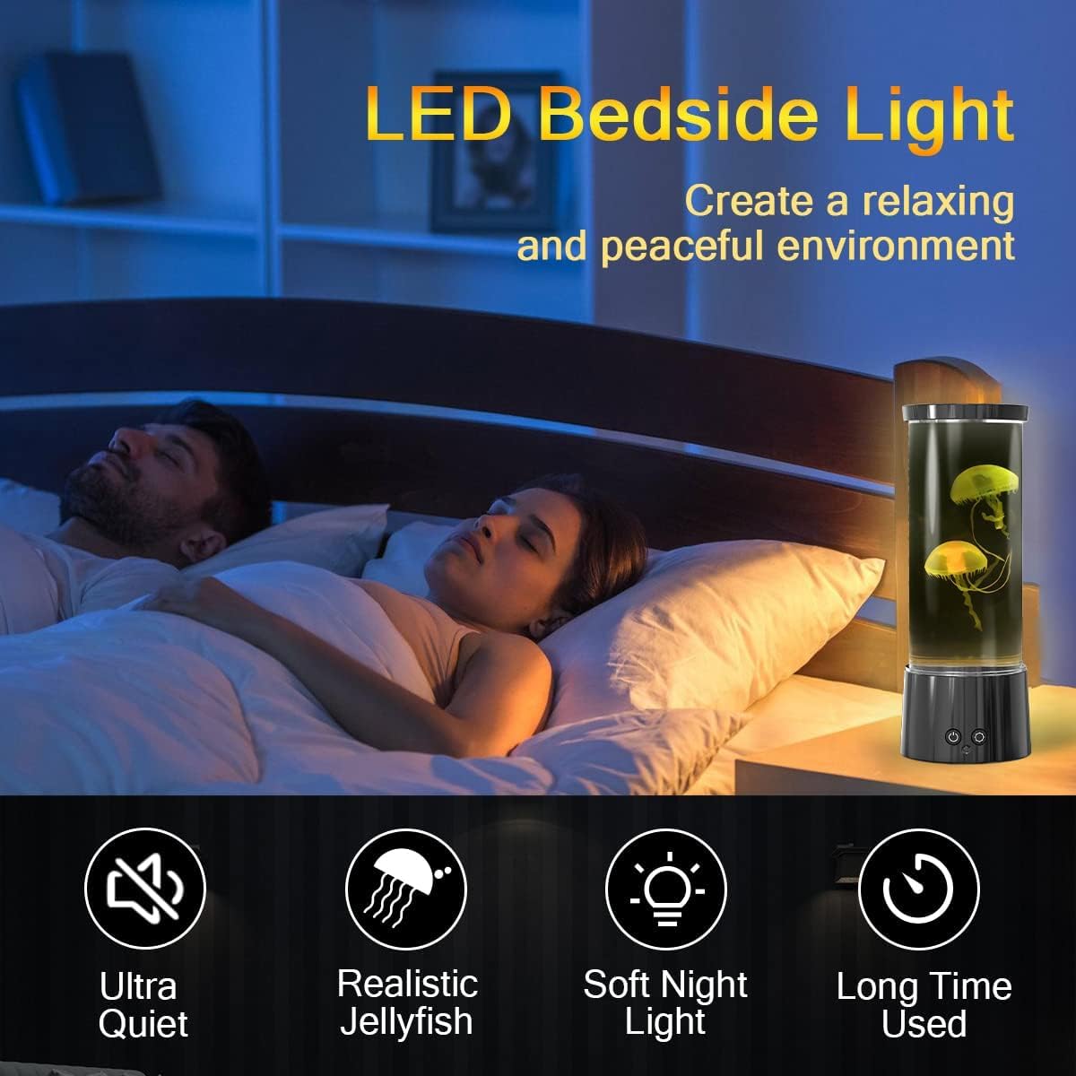 FBSPORT Jellyfish Lamp Night Light, 17 Color Changing with Remote Control, White, Model MRD-D2