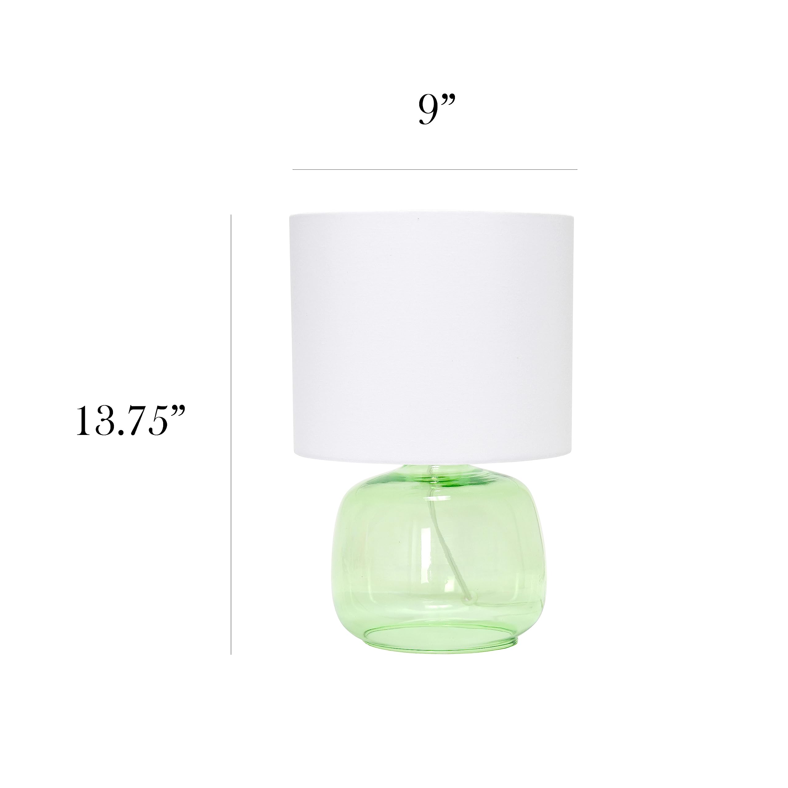 Simple Designs Lt1211-Grw 13.75'' Contemporary Glass Table Lamp, Green With White Shade