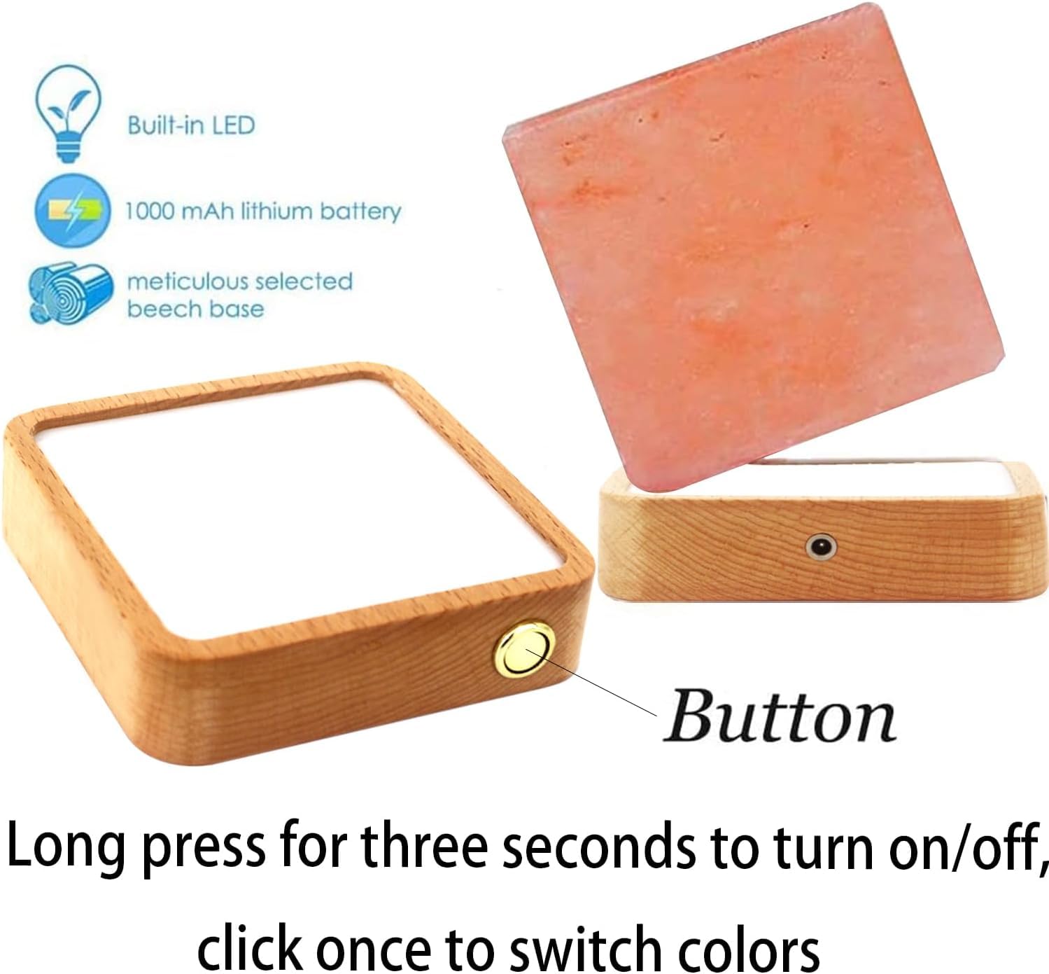 Taohua Garden Natural Himalayan Cordless Salt Lamp Rock Crystal Rechargeable(Built-In Battery) Remote Control 15Colours Decorati