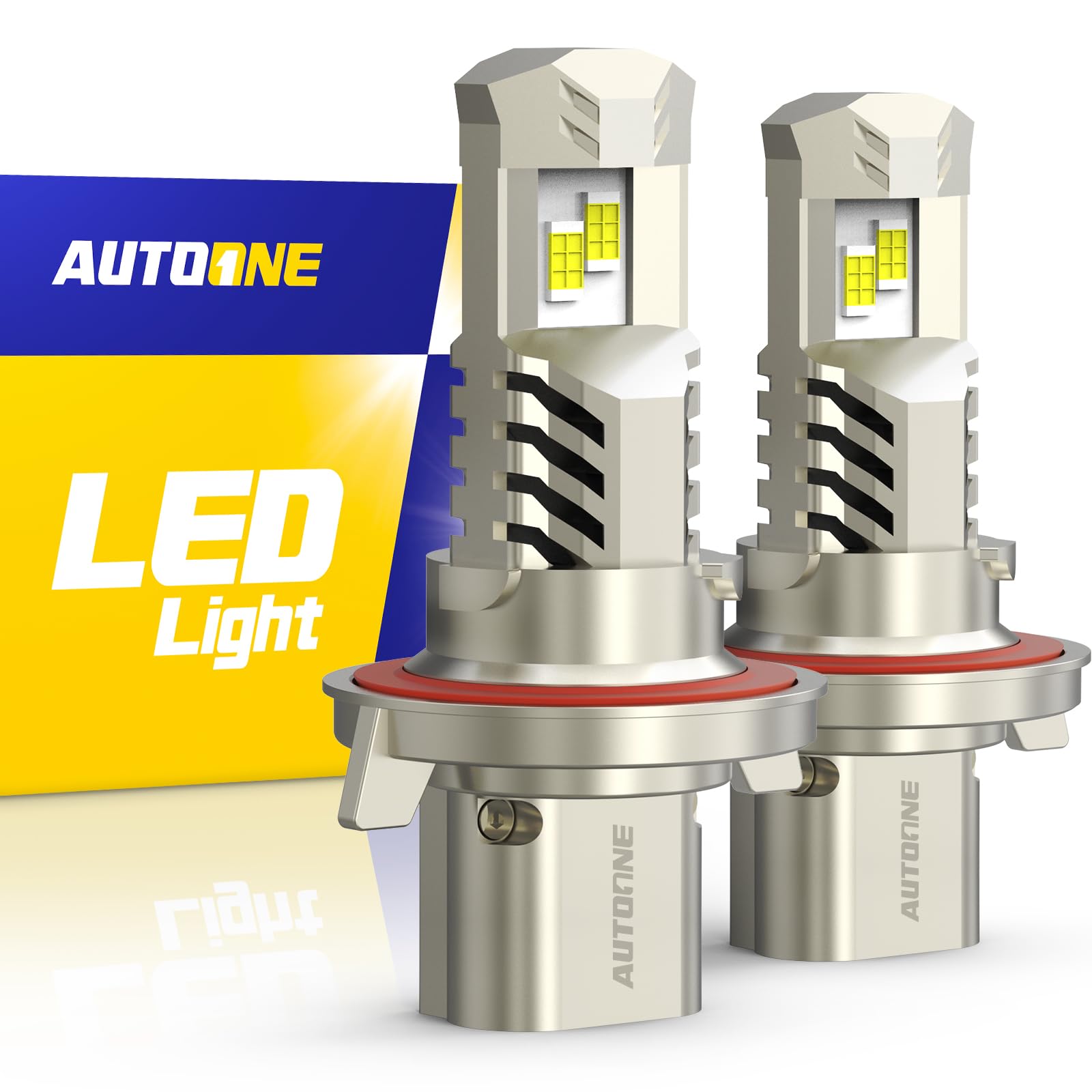 AUTOONE H13 LED Bulb, 22000LM, 6000K Xenon White, Non-polarity, Canbus Ready, H13/9008, Pack of 2
