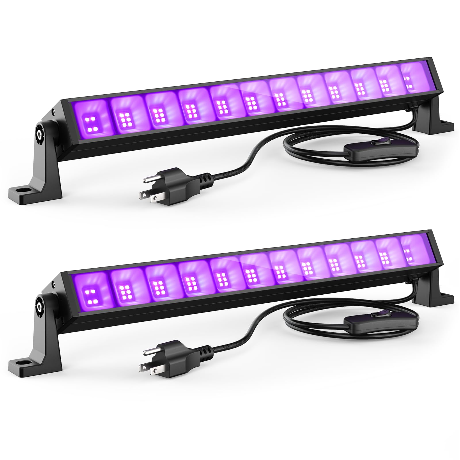 Atfoyer 2PCS 40W LED Black Light Bar, Fluorescent Glow Lighting, 484 Sq.ft Coverage, Model ATC40CTUV, Black