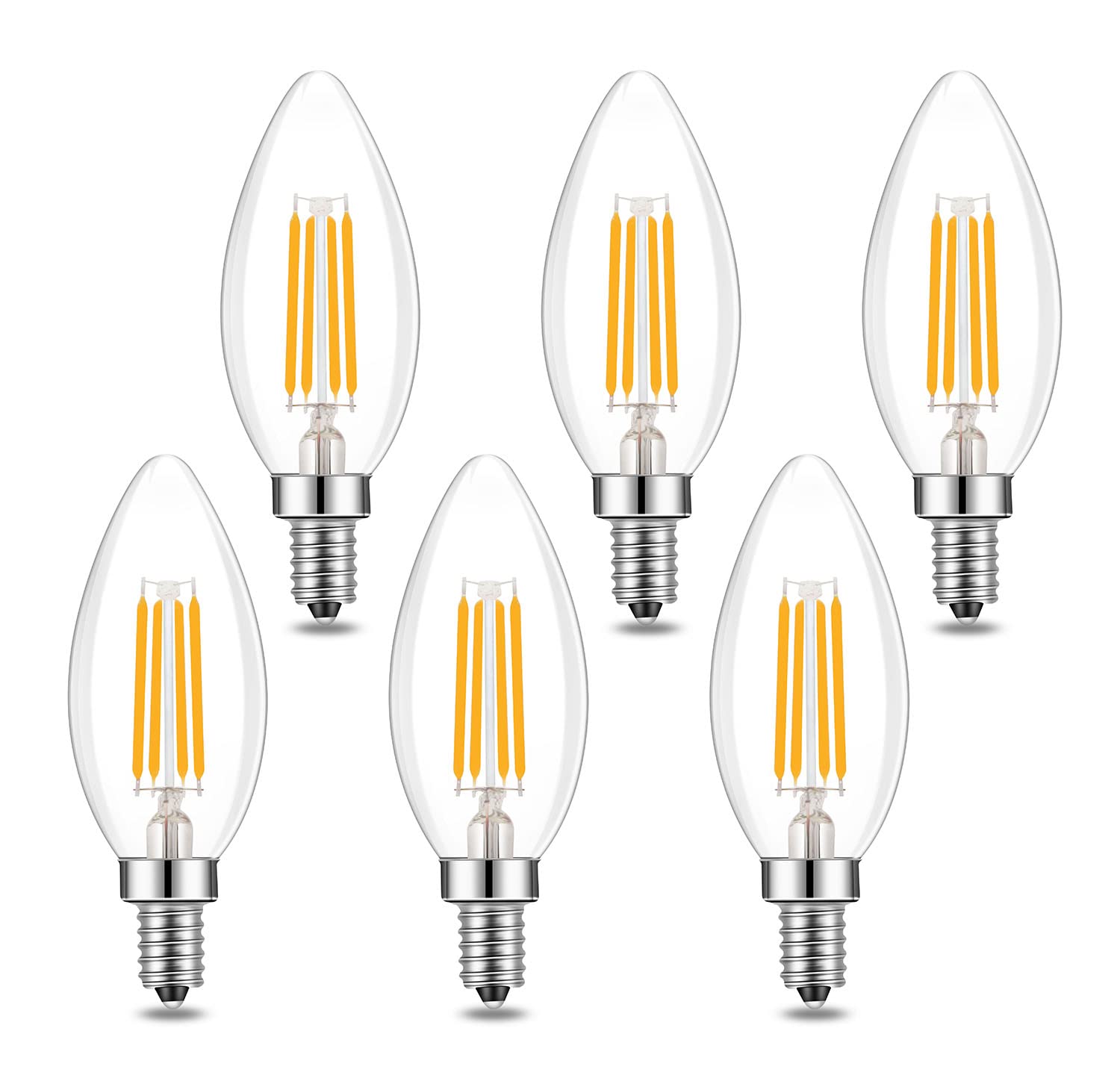 Lamsky E14 Led Bulb Dimmable,110V 400Lm 40W Equivalent Warm White 3000K,E14 European Base Candelabra Bulbs,C35 Clear Vintage Tor
