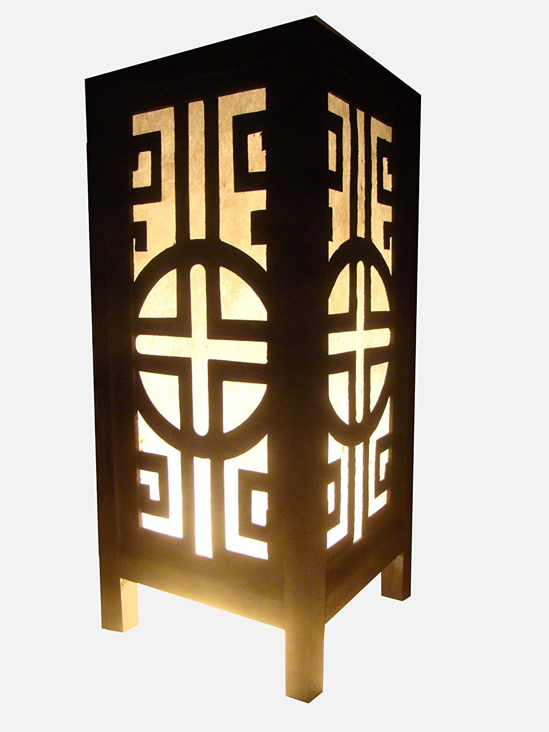 Red Berry Thailand Lanna Lamp - Japanese Style Bedside Lamp, White Bamboo for Bedroom, Desk, Living Room