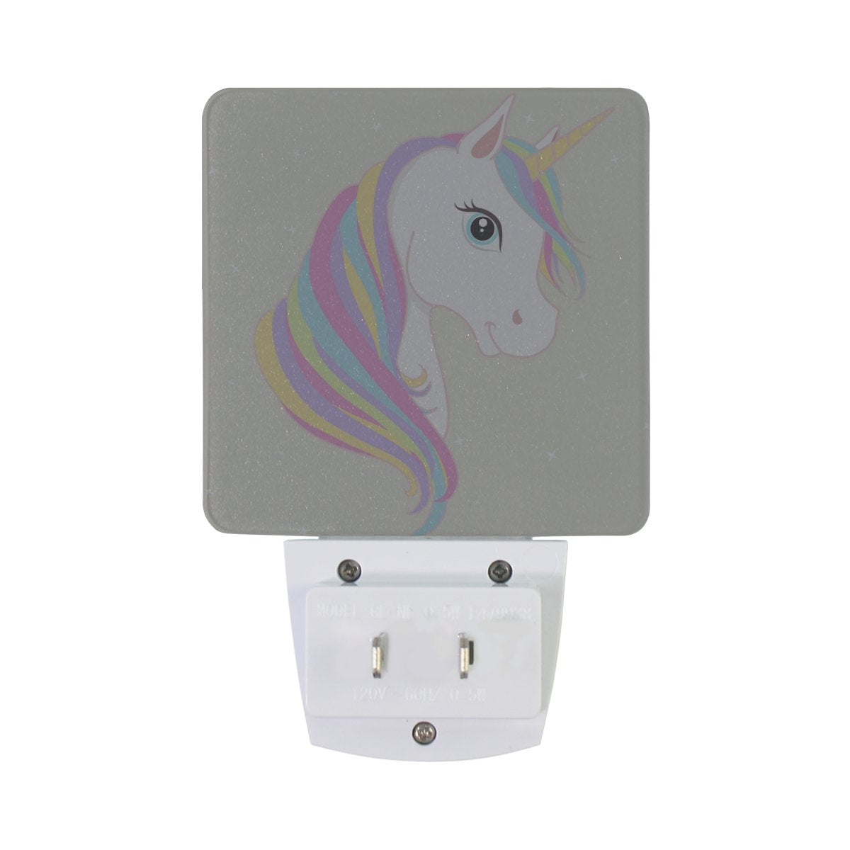 Plug-In Led Night Light Lamp White Unicorn Printing With Dusk To Dawn Sensor For Bedroom, Bathroom, Hallway, Stairways, 0.5W-2 P