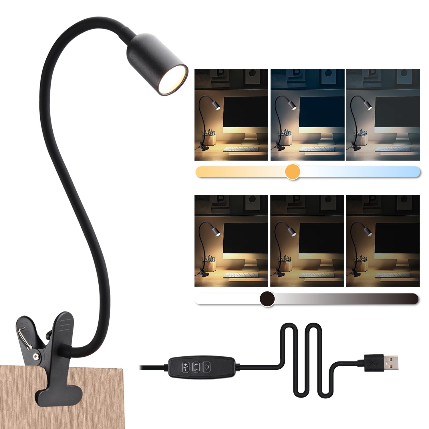 LED Reading Light for Bed Headboard - Dimmable Clip-On Book Light with Flexible Gooseneck, Adjustable Color Temperature (3000/40