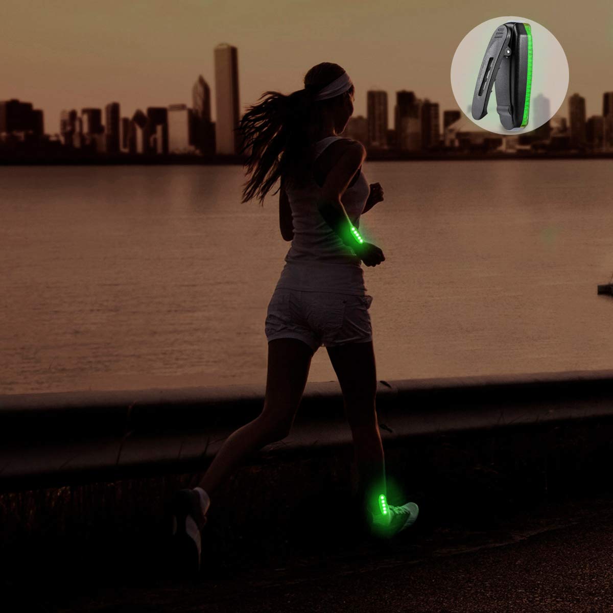 Usb Rechargeable Led Safety Lights (2 Pack) - Clip On Strobe Running Lights For Runners  Joggers Walkers Kids Dogs Bike Tail Lights - High Visibility Accessories For Reflective Gear (Green)