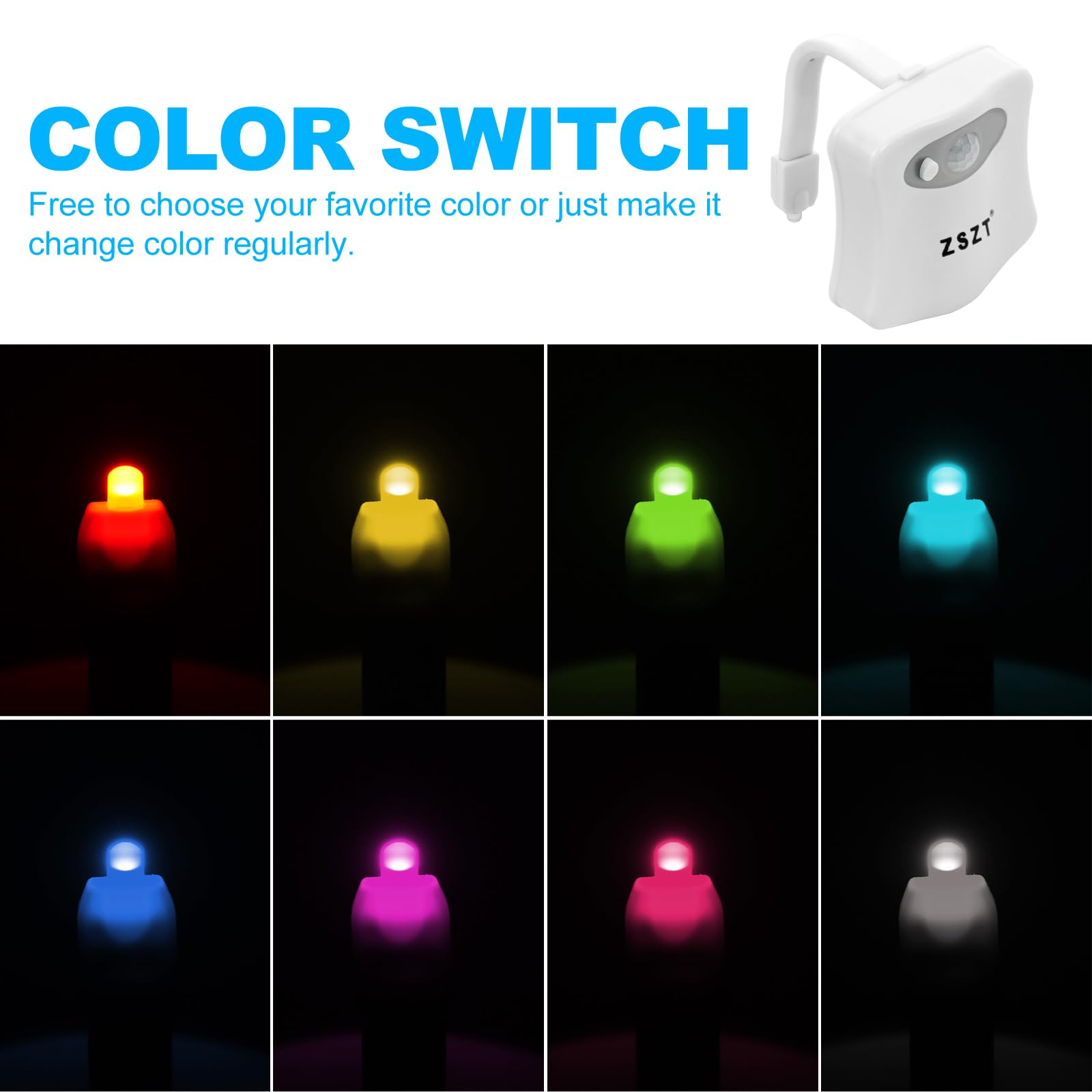 Toilet Night Light Motion Sensor Activated By Zszt, 8 Colors Changing Toilet Bowl Nightlight For Bathroom, Perfect For Using Toilet In Midnight, Funny Gift For Your Kids