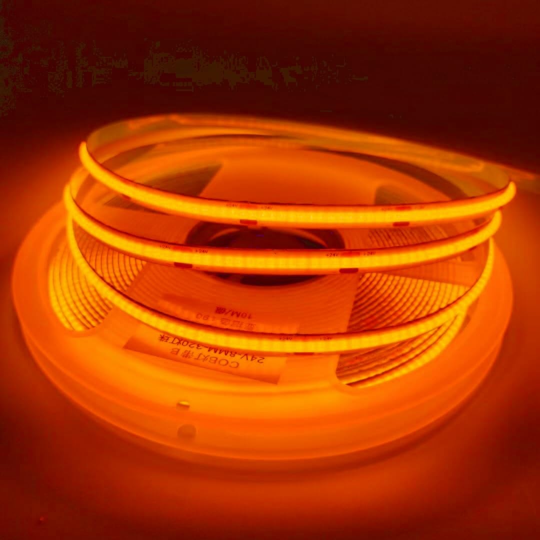 KD-tec 384Led/m 16.4ft COB Flexible LED Band Light DC12V/24V Bendable Tape (24V  Orange)