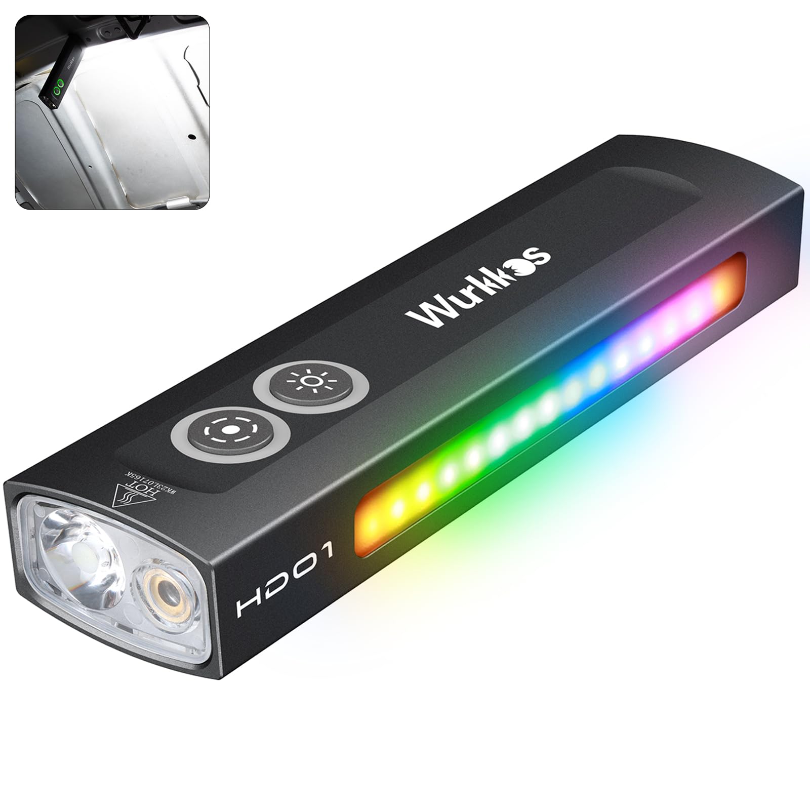 Wurkkos HD01 EDC Flashlight, 1200 Lumens, RGB & Green Light, Magnetic, Black