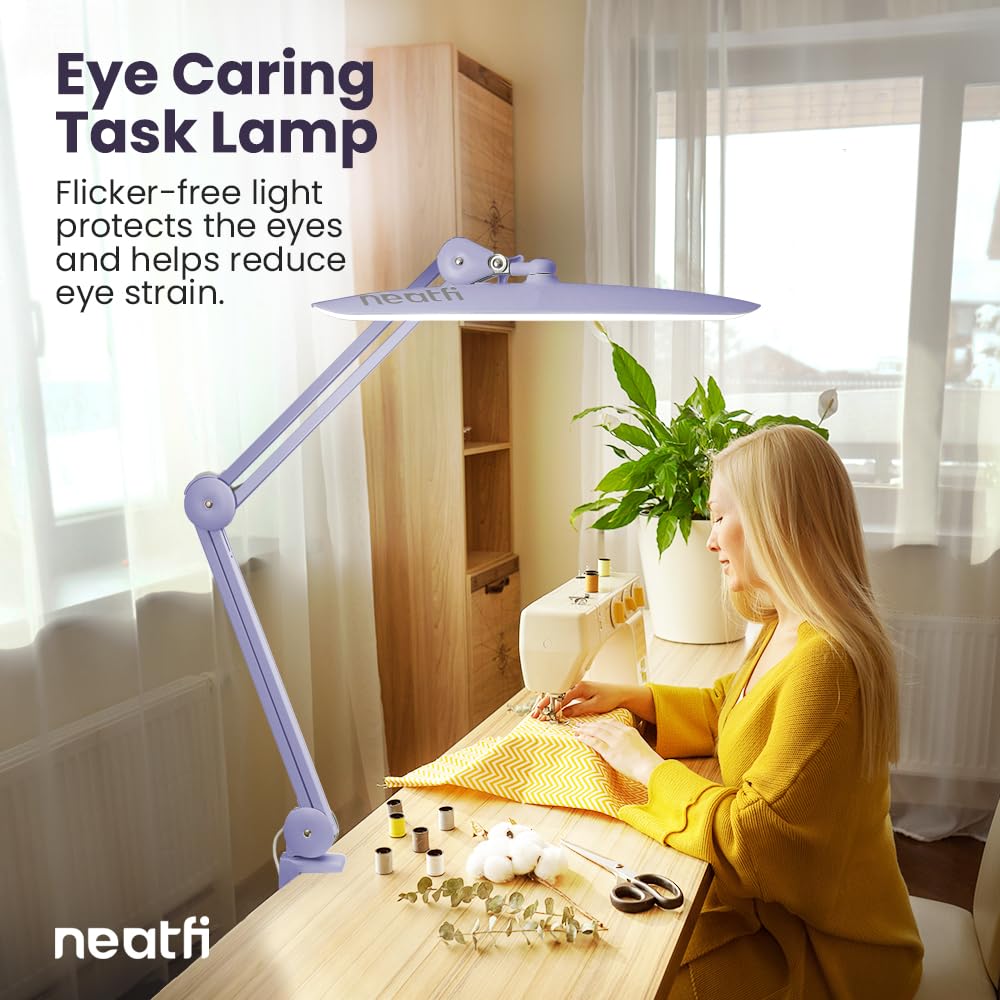 Neatfi XL LED Task Lamp - 2,200 Lumens, Dimmable, 3 Light Modes, 24W, CCT Lavender, Purple, Model 9501LED