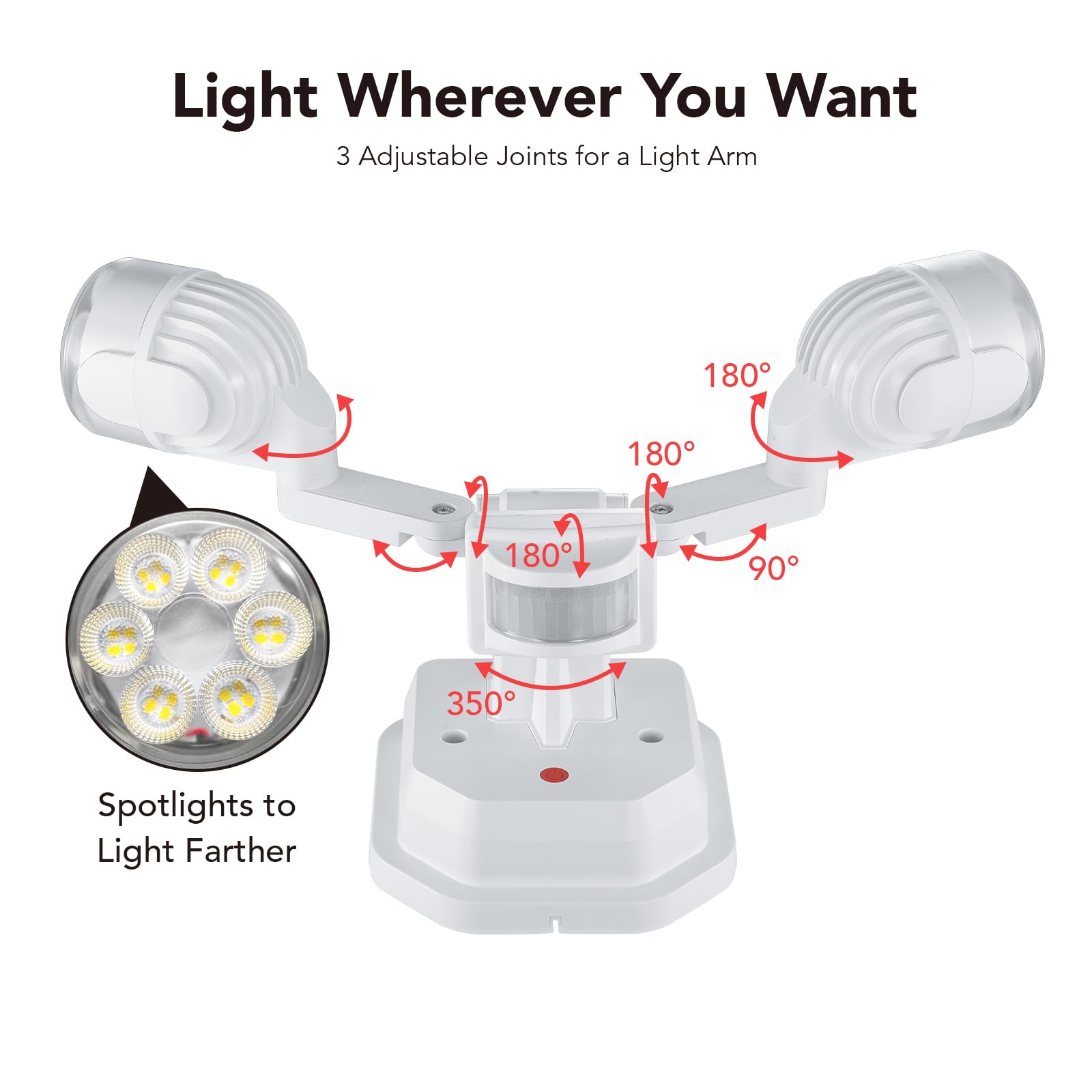 Orein Motion Sensor Outdoor Lights, 450° Dimmable Led Flood Lights, 5000K, Ip65, 2