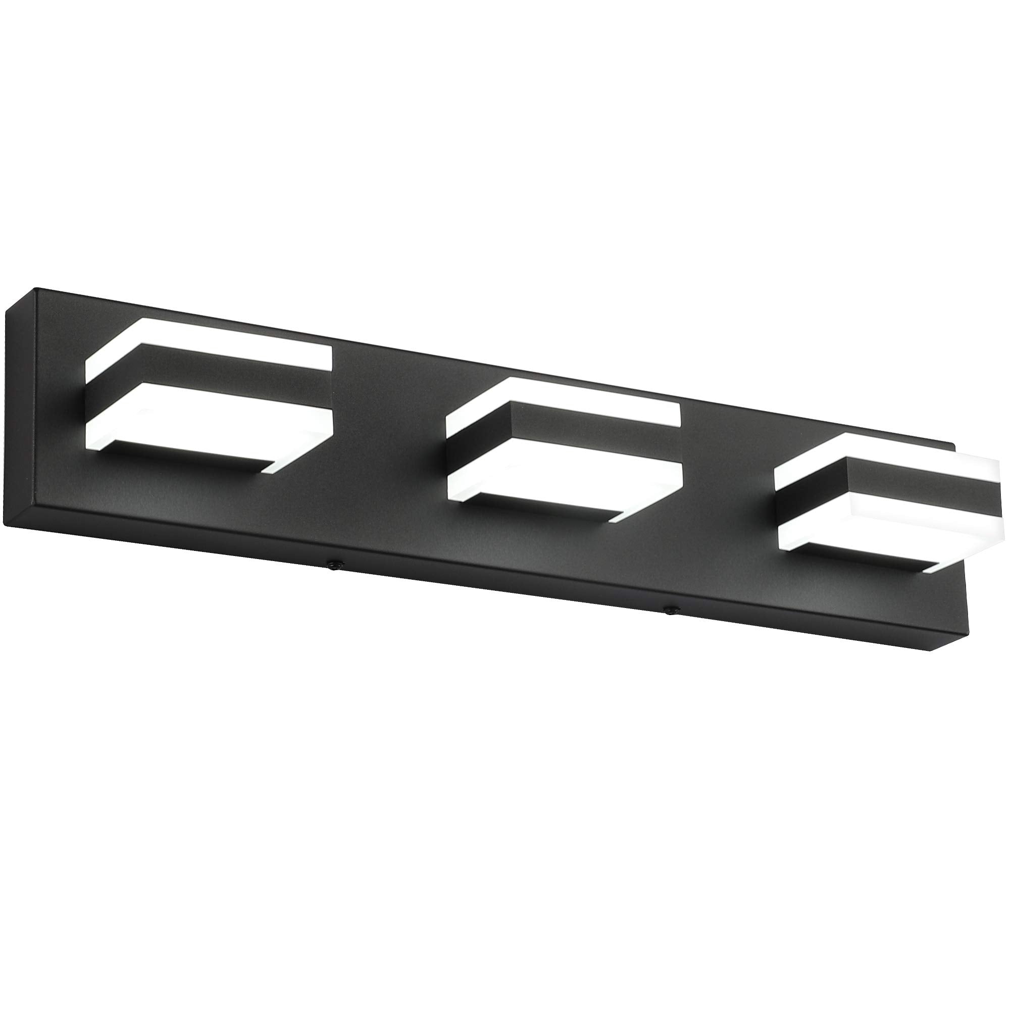 SOLFART 3 Light LED Vanity Lights, Acrylic Shade, Matt Black, Model S8568-ND, Modern Bathroom Lighting Fixtures