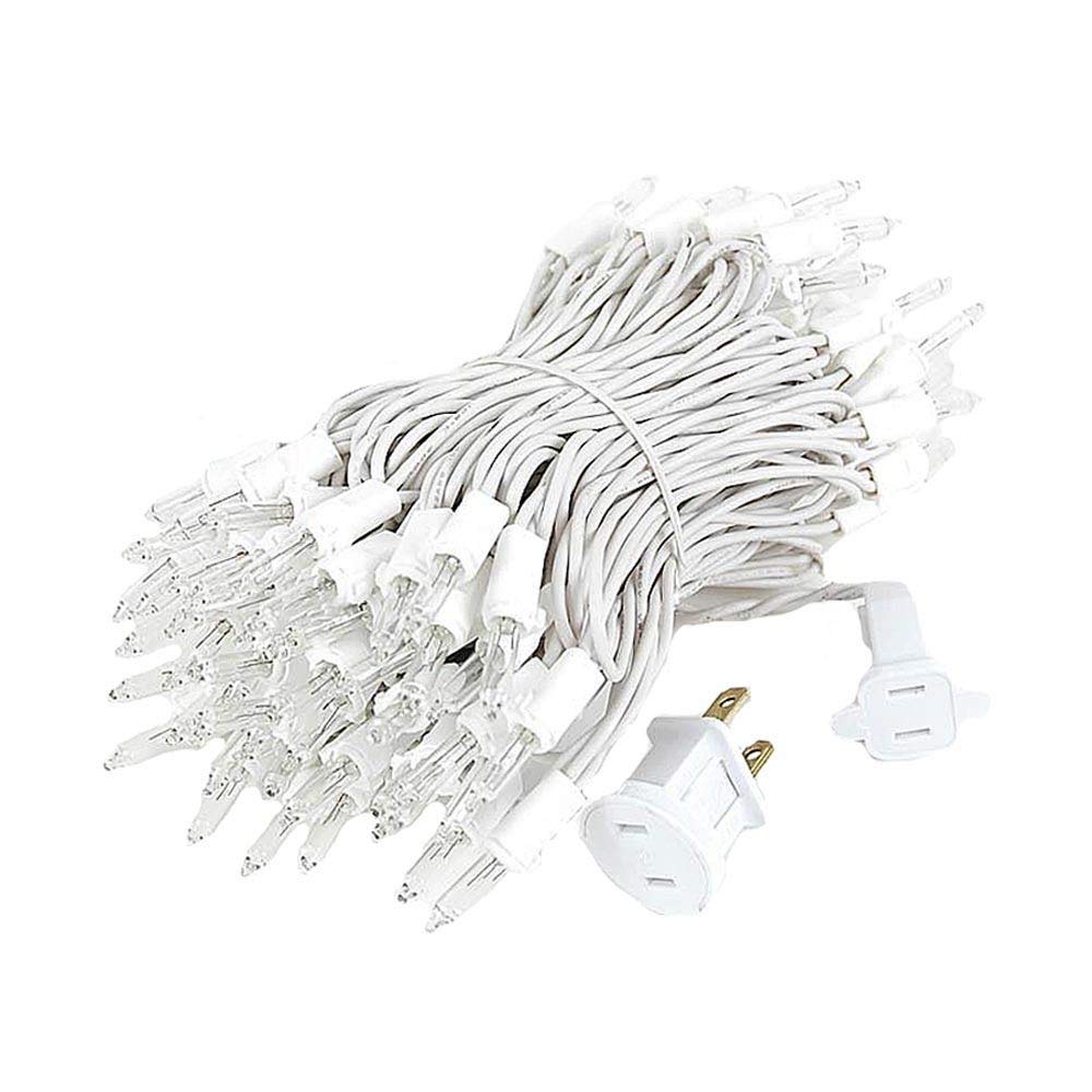 Novelty Lights 34Ft 100 Clear Incandescent White Christmas Tree Lights Indoor Outdoor, White Wire String Lights, Vintage Mini Bu