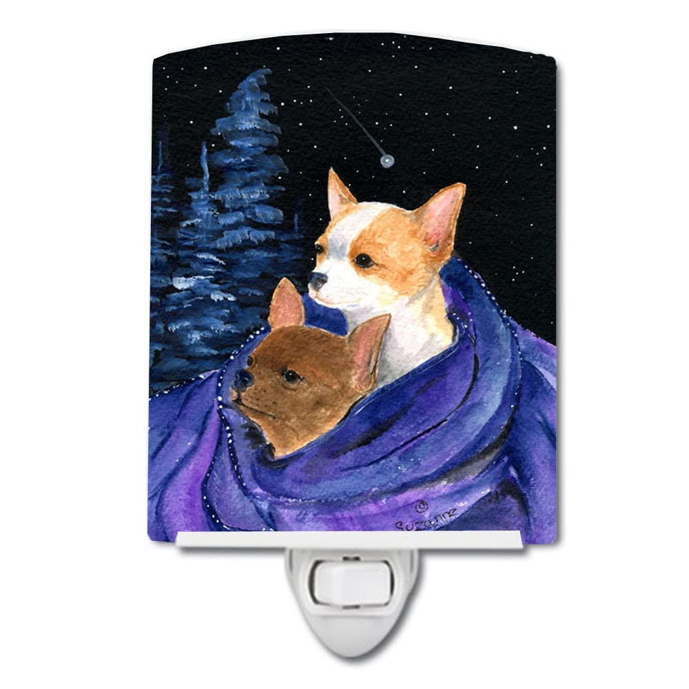Carolines Treasures Night Light, Ceramic, Starry Night Chihuahua, UL-Certified, 6x4x3 inches, Multicolor, Model SS8513CNL