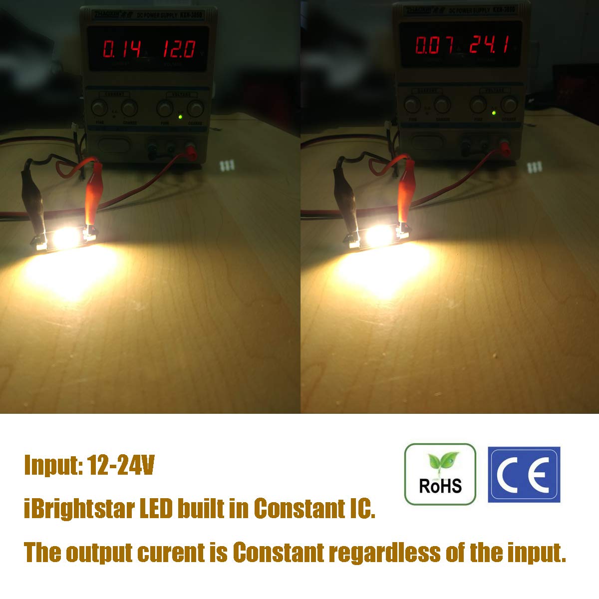 iBrightstar 6411 6418 C5W Festoon LED Bulbs, Warm White 4500K, 36mm, Error Free for Dome and License Plate Lights