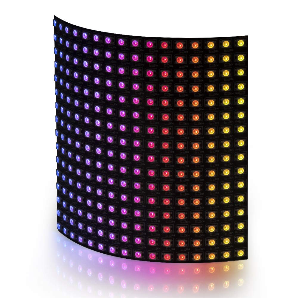 BTF-LIGHTING WS2812B RGB 5050SMD Individually Addressable Digital 16x16 256 Pixels 6.3in x 6.3in LED Matrix Flexible FPCB Dream Full Color Works with K-1000C Controller Image Video Text Display DC5V