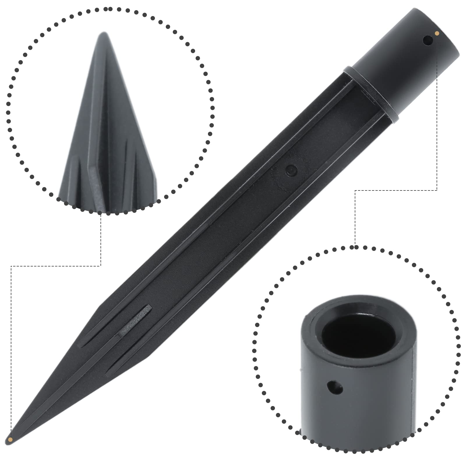 Cionyce 8PCS Black ABS Plastic Solar Pathway Light Stakes, 8.25 Inch Replacement for Garden and Pathway Lamps, 0.85 Inch Head Mounting Diameter