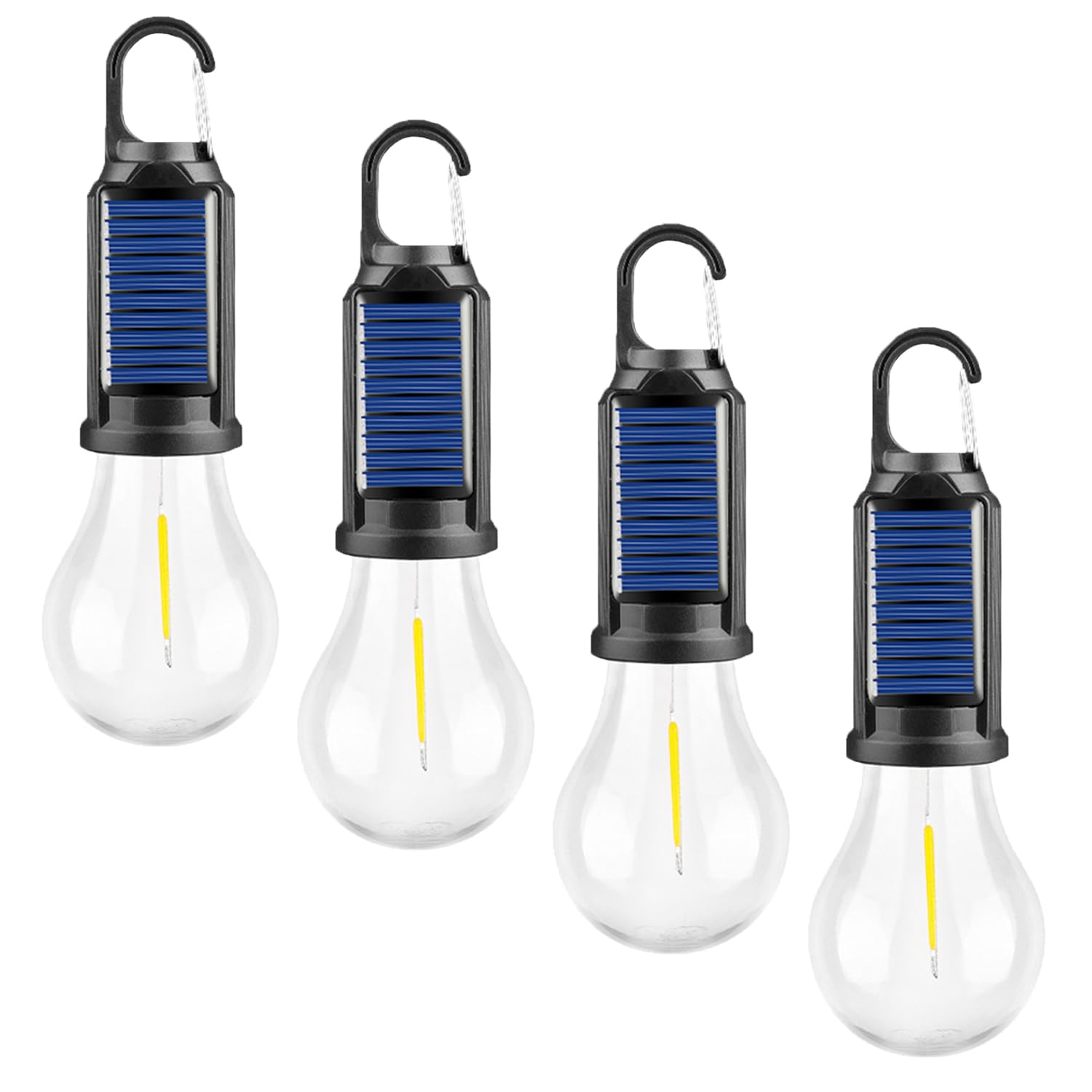 Solar Tent Camping Light Bulb Rechargeable Portable LED Camping Lantern3 Lighting Modes Tungsten Light Tent Lamp with Clip Hook 