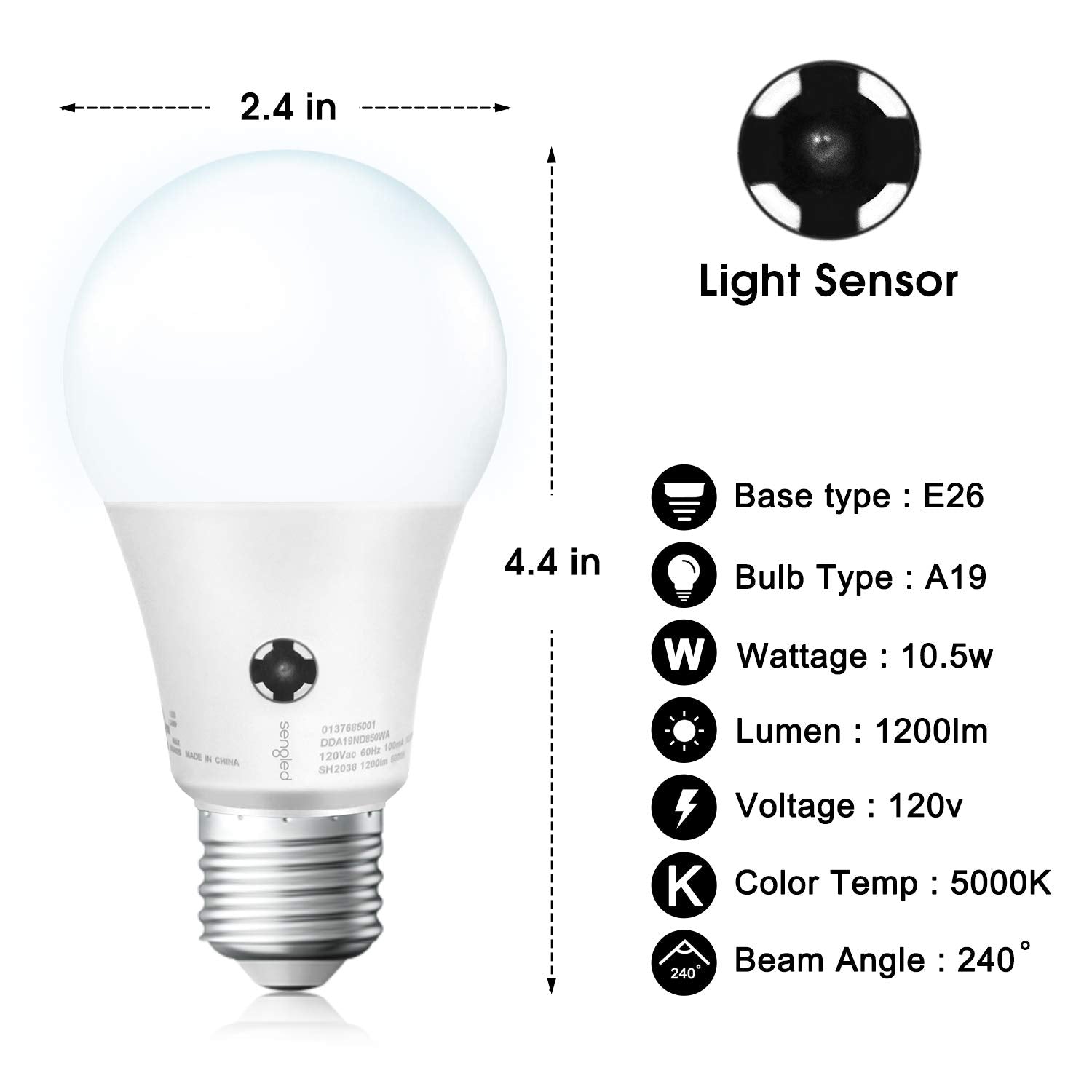 Sengled Dusk To Dawn Led Light Bulbs, 5000K Daylight, 75W Equivalent, 6 Pack,