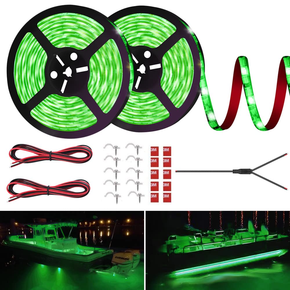HOKIION LED Boat Strip Lights, 32.8FT Waterproof Interior Lights, Green, Model HK-098, Ideal for Pontoon and Night Fishing