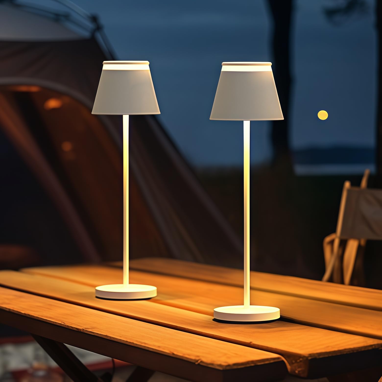 Cordless Table Lamp Set of 2 with Portable USB Rechargeable Dock, LED Wireless Touch Desk Lamps with Remote, 3 Color Stepless Di