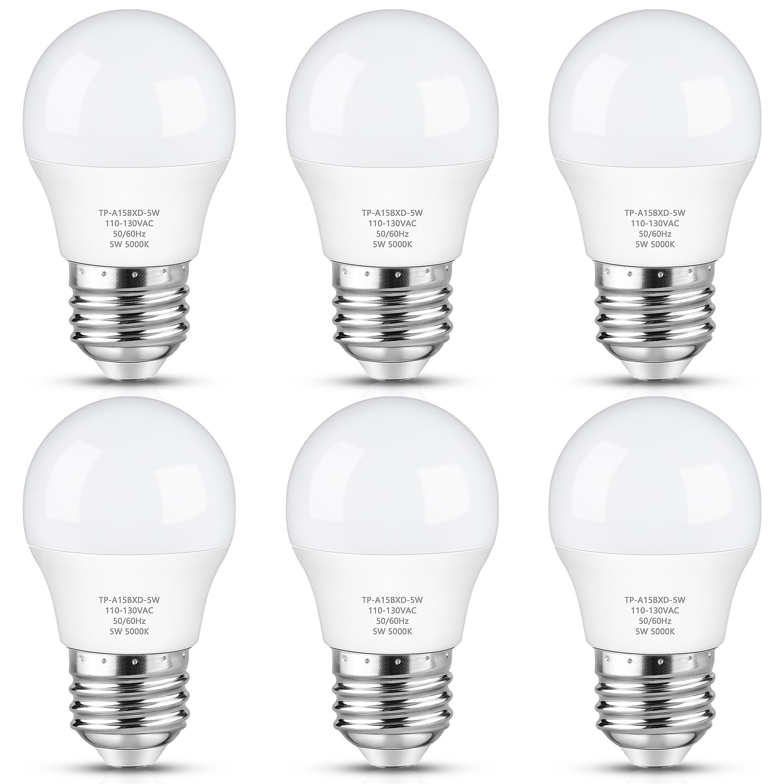 Maylaywood Led Refrigerator Light Bulb, 40 Watt Equivalent A15 Fridge Lights Waterproof Daylight White 5000K 550Lm E26 Base 5W A