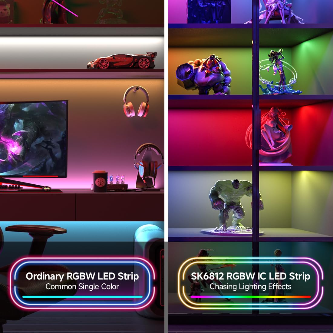 Btf-Lighting Sk6812(Similar Ws2812B) Rgbw Rgb+Warm White(3000K) Individually Addressable Dc12V 16.4Ft 60Led/Pixels/M 4 Colors In 1 Light Dream Color Led Strip Ip30 White Pcb(No Adapter Or Controller)