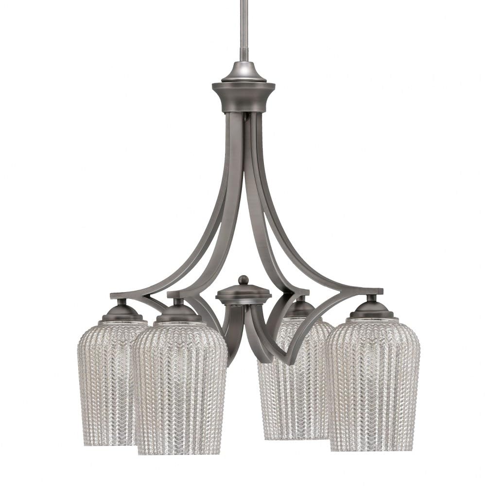 Toltec Lighting 568-Gp-4253 Zilo - 4 Light Downlight Chandelier-22 Inches Tall And 20 Inches Wide, Finish Color: Graphite, Glass Color: Silver Textured