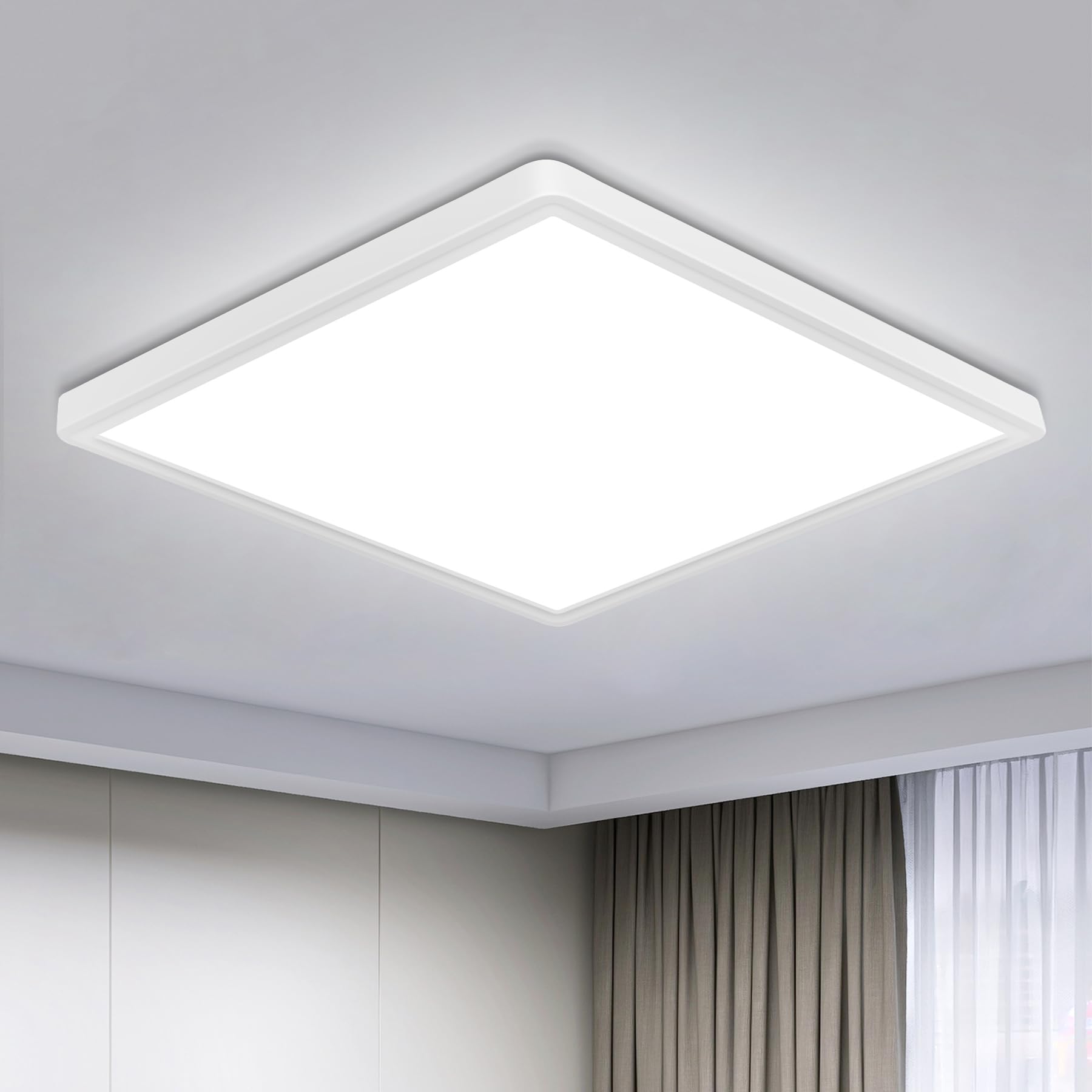 Tealight 4 Pack 12 Inch 24W Flush Mount Square Led Ceiling Light, 6000K White Flush Mount Light Fixture, Slim Flat Ceiling Light
