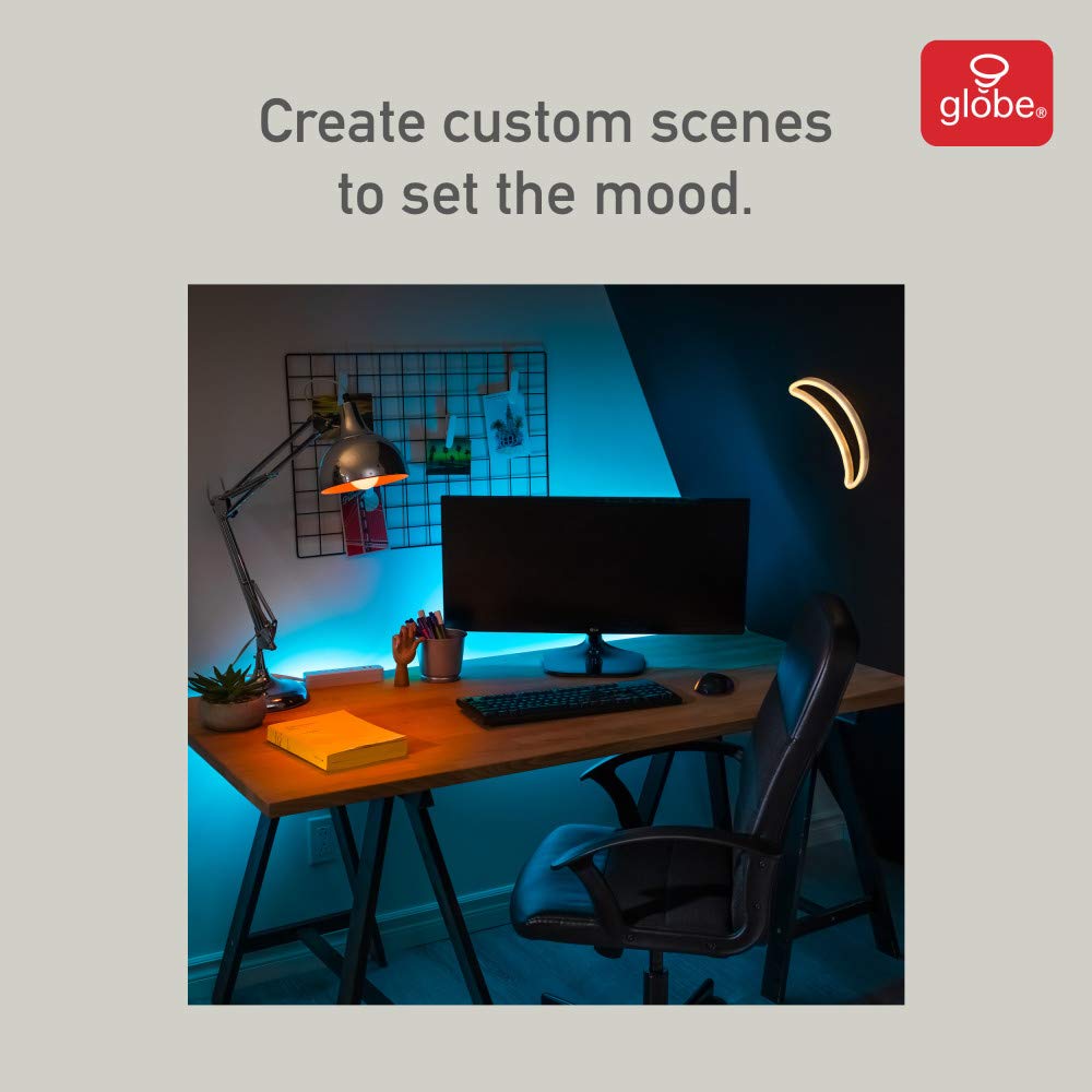 Globe Electric Smart Strip Light, 16.4 ft, Multi-Color, 300 Lumens, Model 50053, Plastic