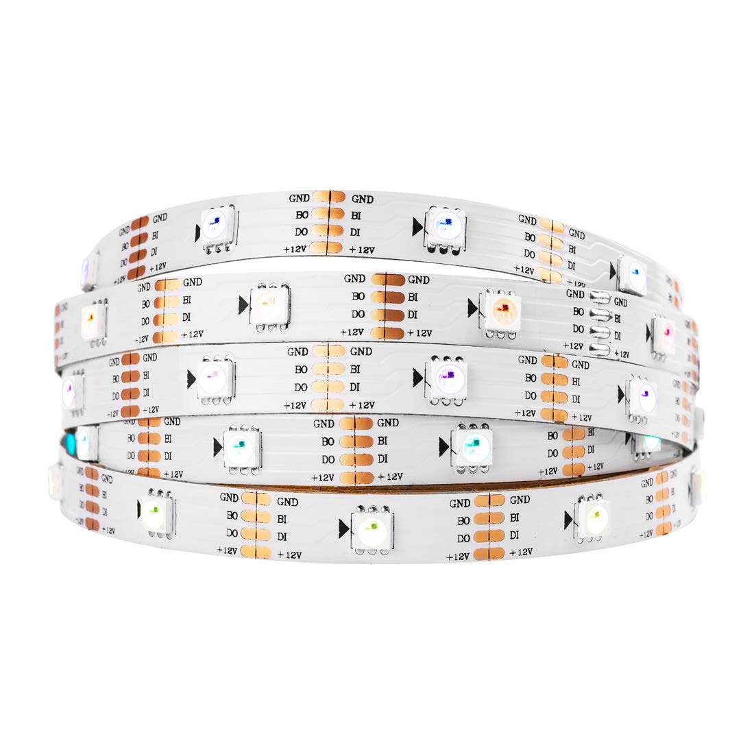 BTF-LIGHTING WS2815 RGB LED Strip Light, 16.4ft, 150 Pixels, White PCB, Non-Waterproof, DC12V, Upgraded WS2812B