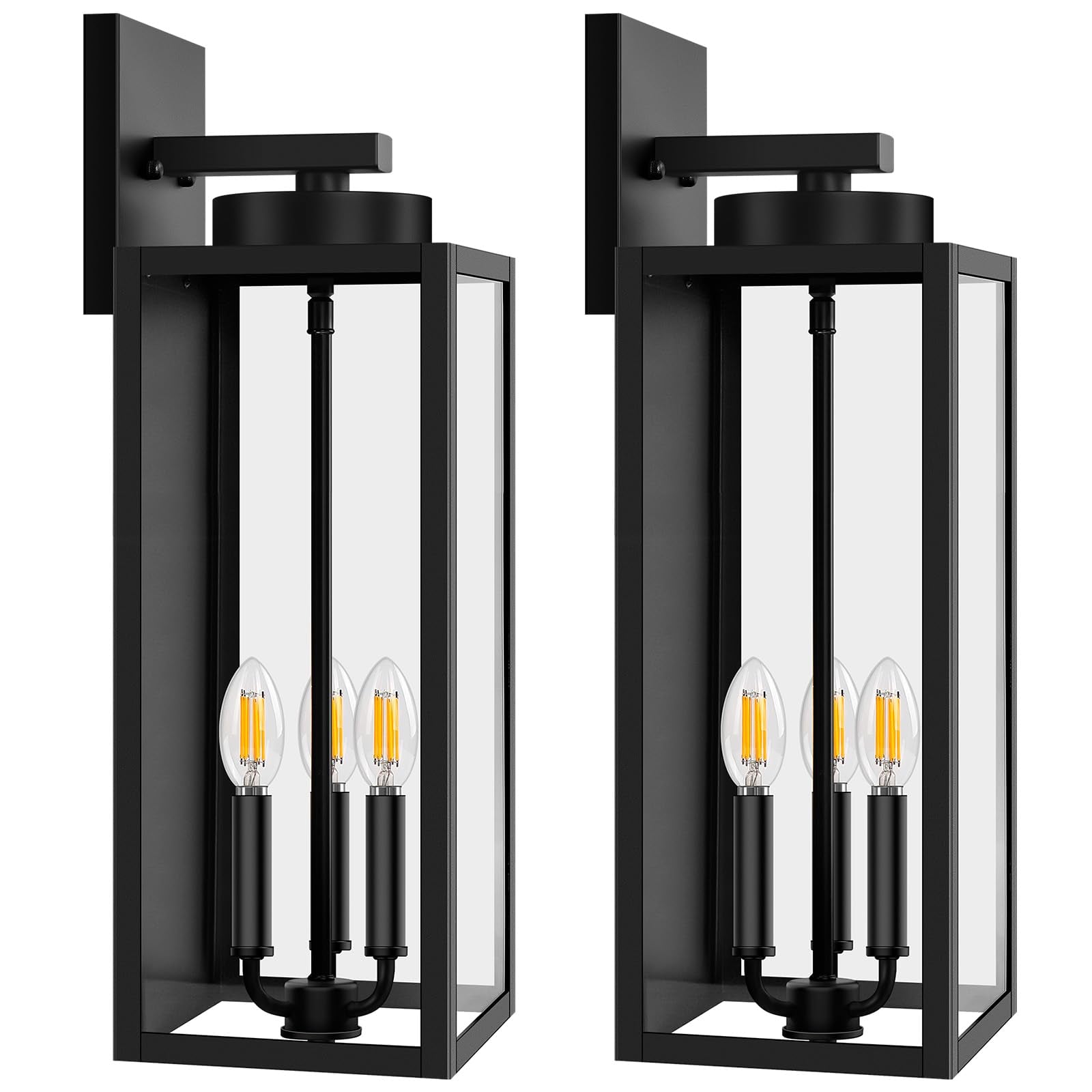 20In Large Outdoor Wall Light Fixtures, Exterior Lighting Fixtures Porch Sconces Wall Mounted, Waterproof Black Outdoor Wall Lan
