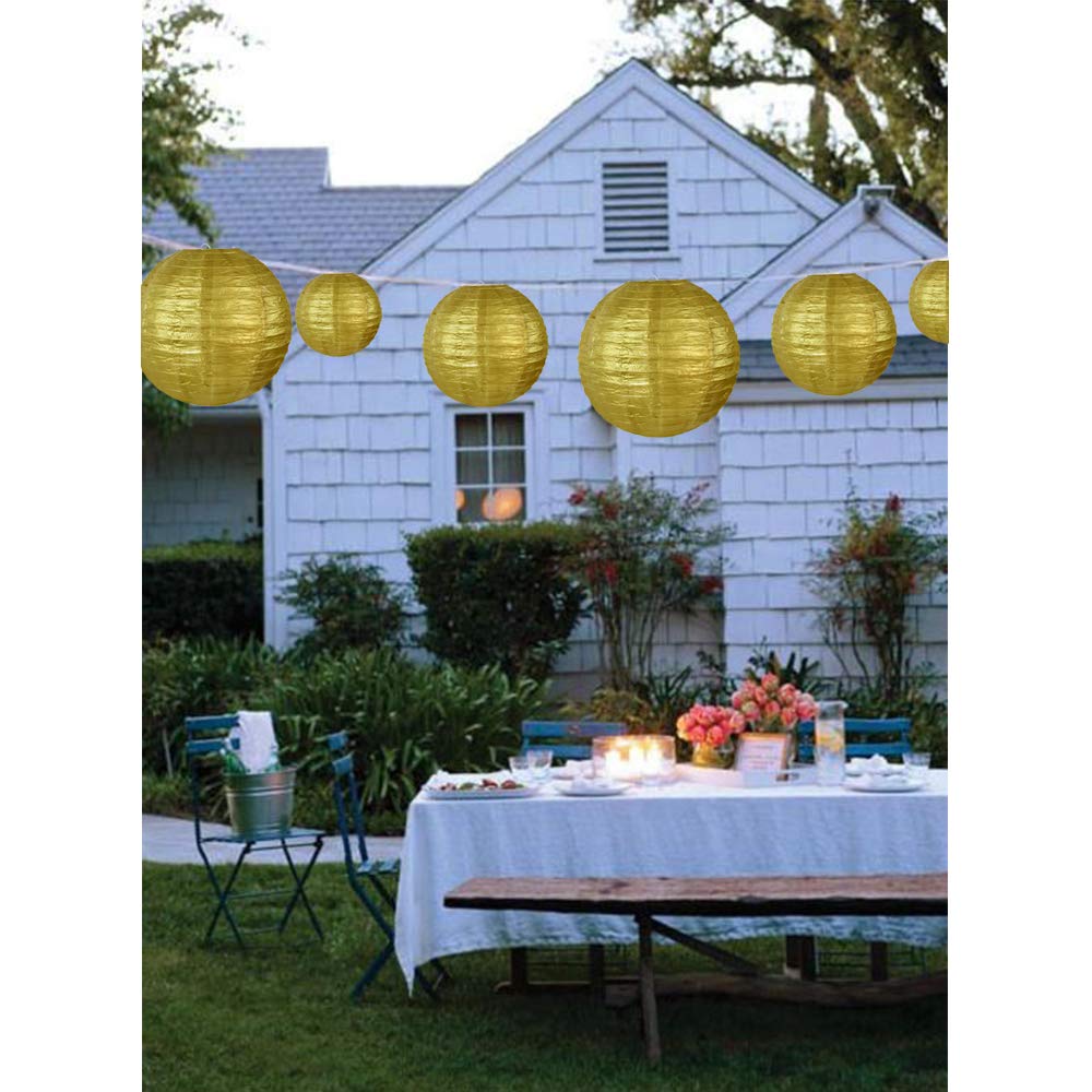 Beishida Gold Round Paper Lanterns Decorative Hanging Chinese Japanese Paper Lanterns Lamp For Christmas New Years Birthday Wedd