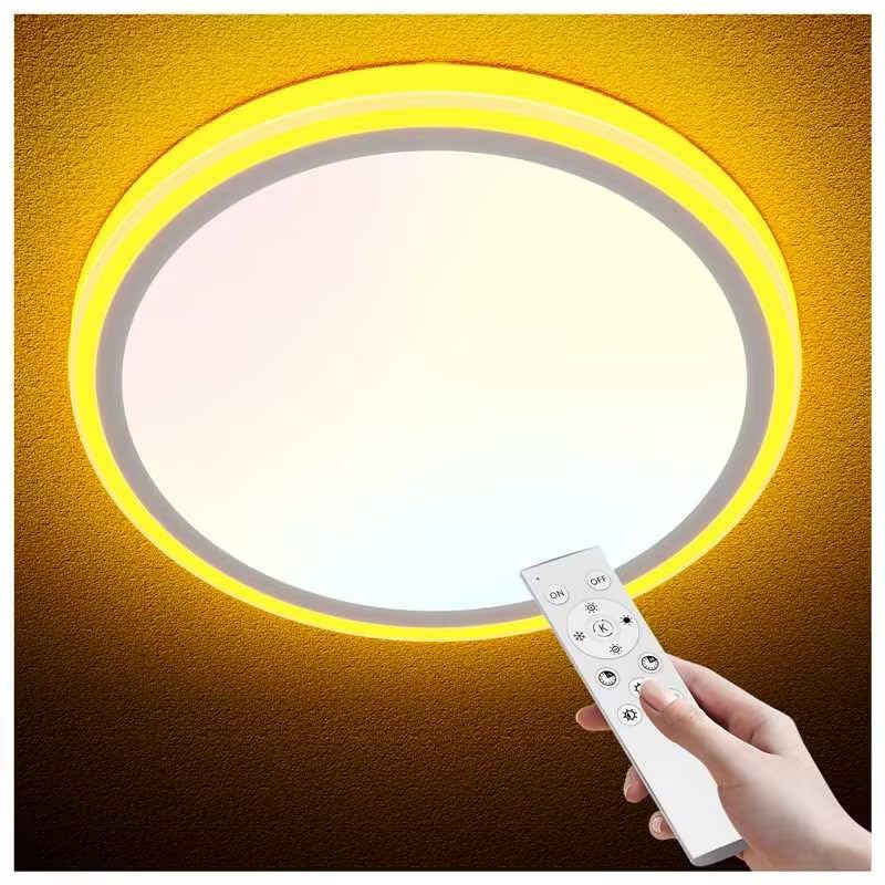 Aphyni 15.8 Inch LED Flush Mount Ceiling Light with Night Light, 36W 3600LM 3000K-6500K Dimmable Ceiling Light Fixture for Bedro