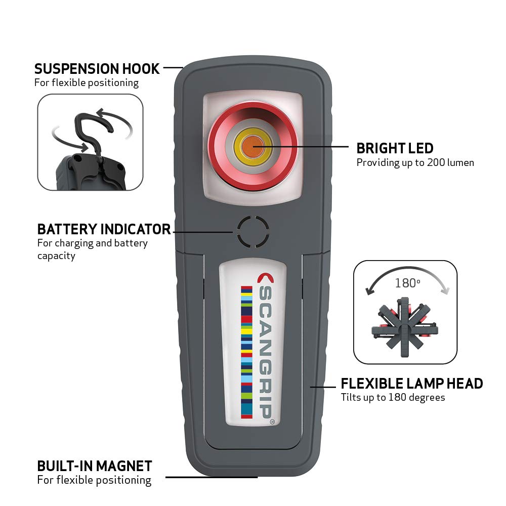 Scangrip Minimatch - Portable And Rechargeable Led 2-Color Work Light With High Cri+
