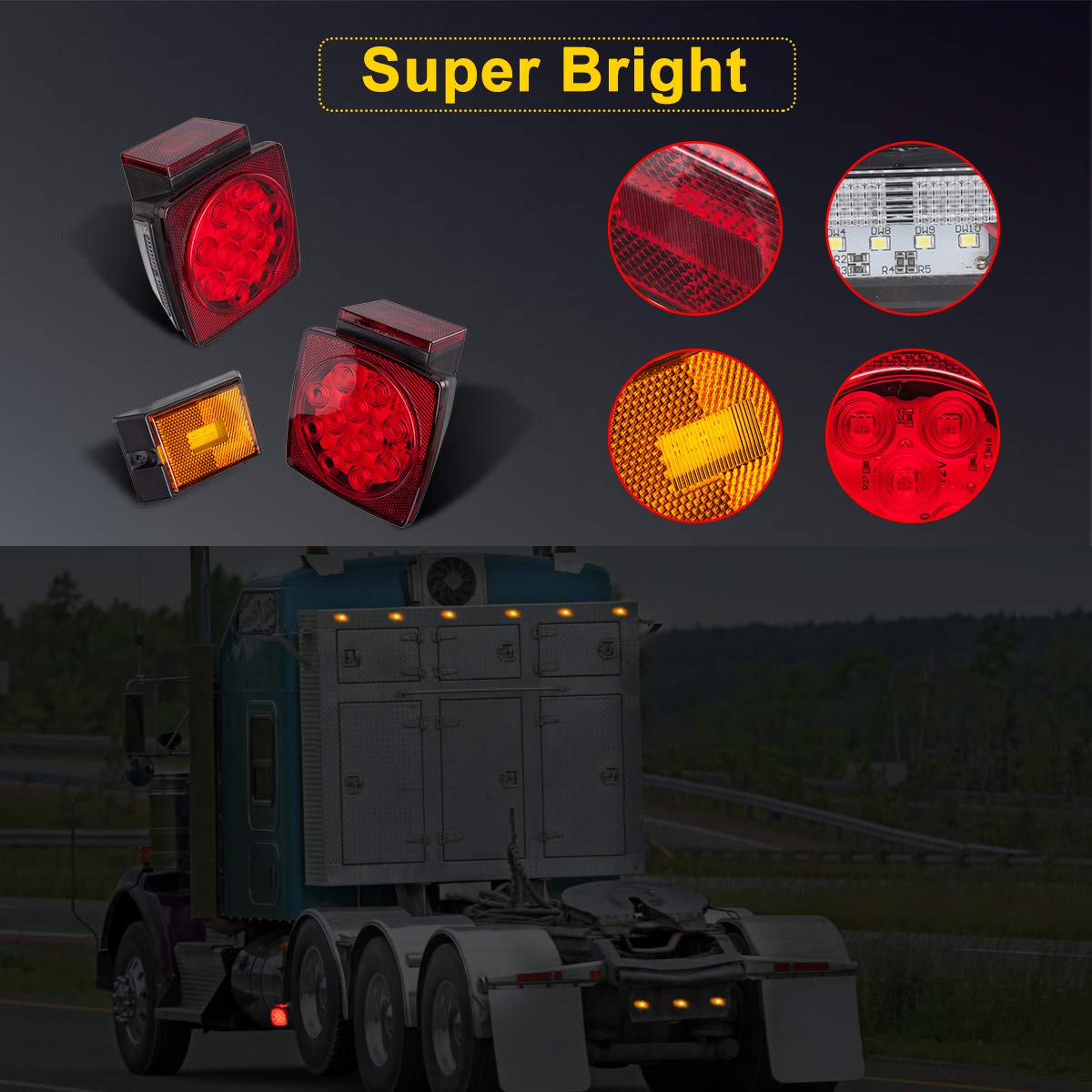 Limicar Trailer Lights Led Kit, Amber Marker Lights, Wire License Plate Bracket, Trailer Wiring Harness For Truck Boat Trailer R