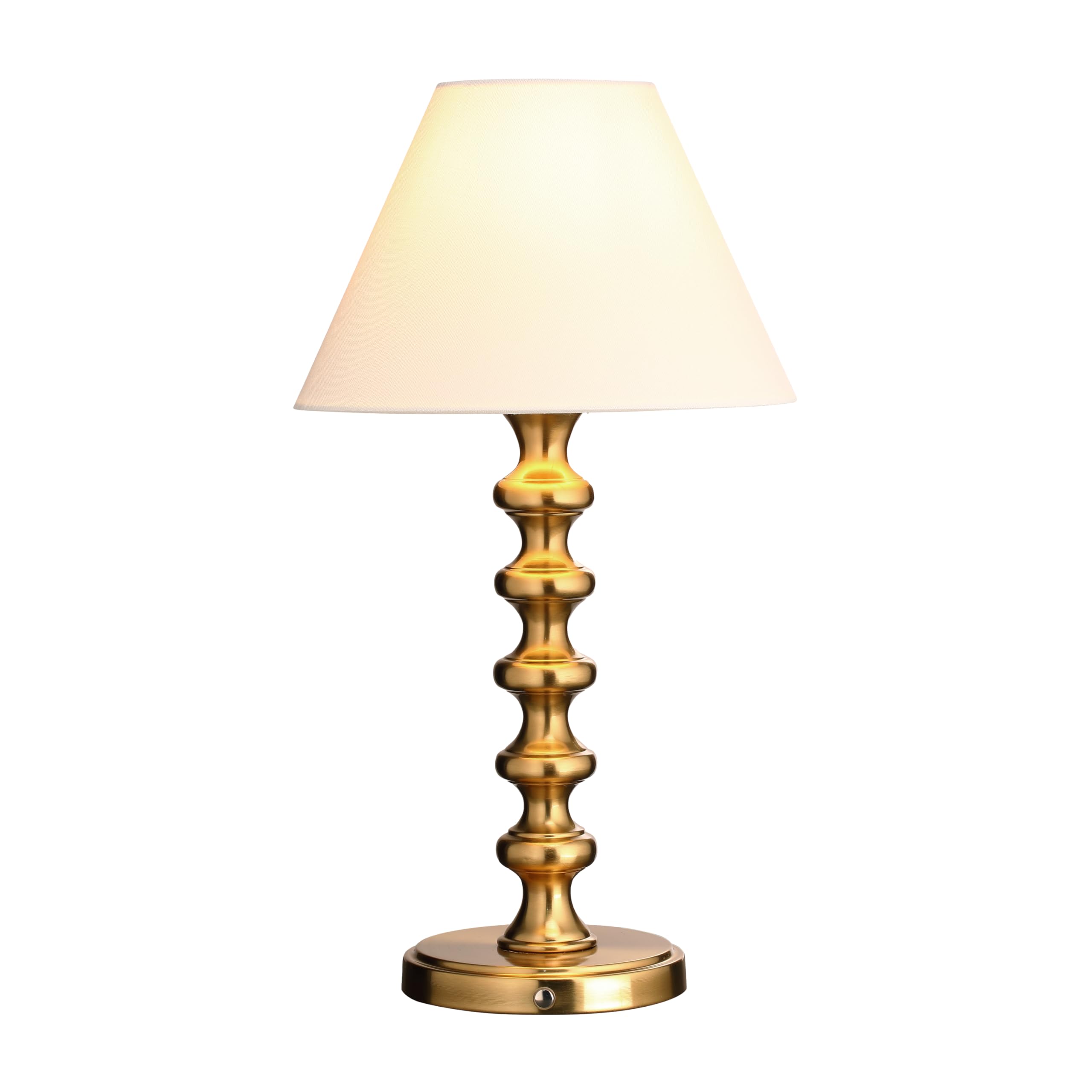 OBright Rechargeable Table Lamp - Antique Brass Baluster, Model OB-TL25B, Metal Construction