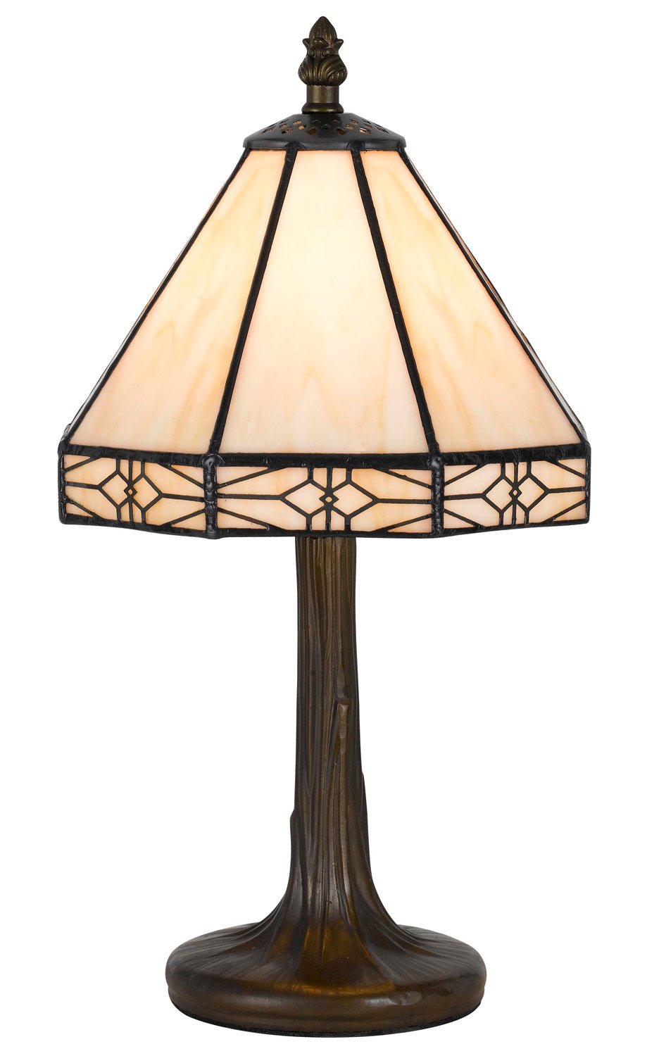 Cal 40W Tiffany Accent Lamp with Zinc Cast Base - Antique Brass, Model BO-2385AC