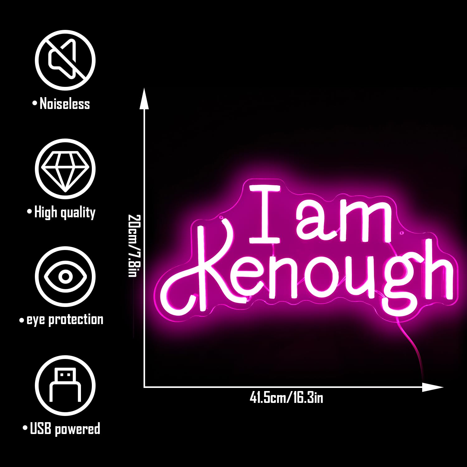 I am Kenough Neon Sign for Wall Decor Dimmable Neon Led Signs for Bedroom Bar Neon Sign for Girl Neon Light Up Signs for Home Cl