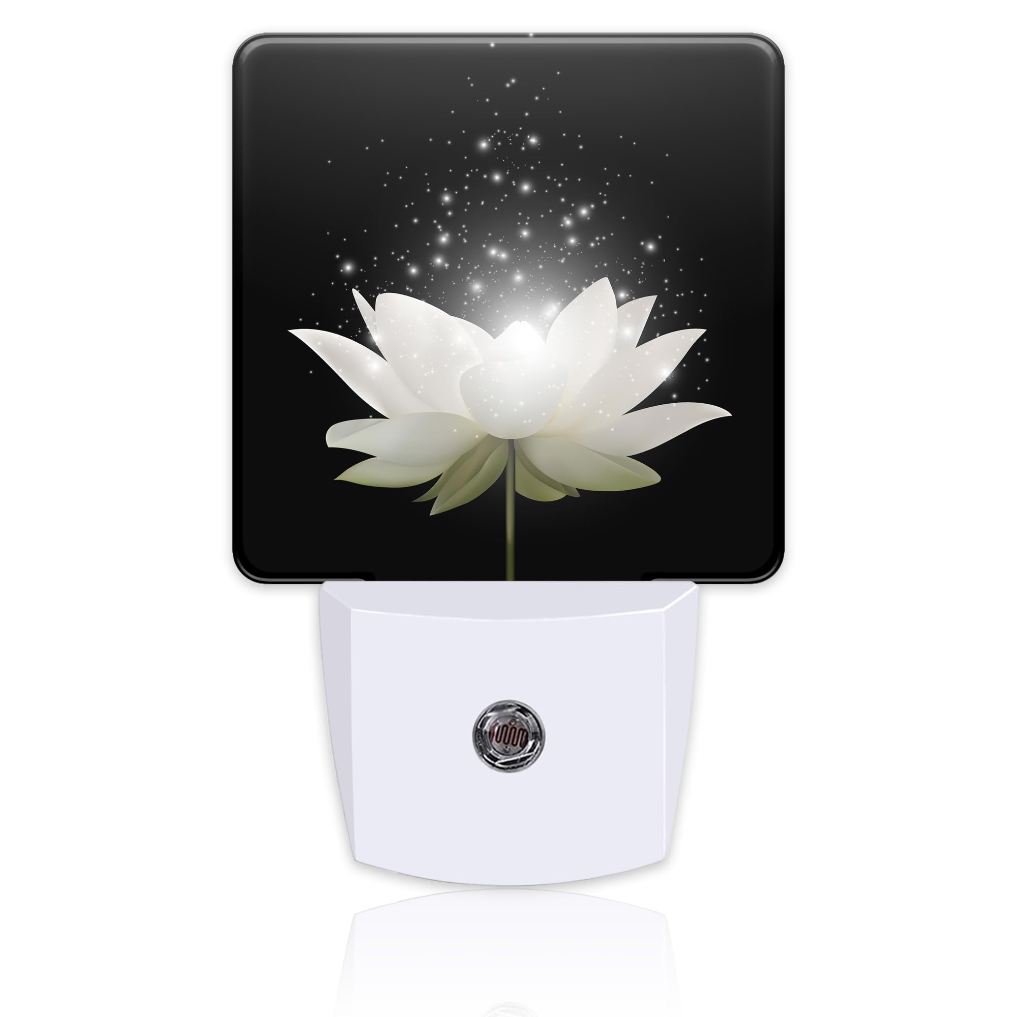 Magic White Lotus Flower Night Light for Kids, Glowing Lotus Floral Night Light Plug in with Dusk to Dawn Sensor, 0.5w Energy Sa
